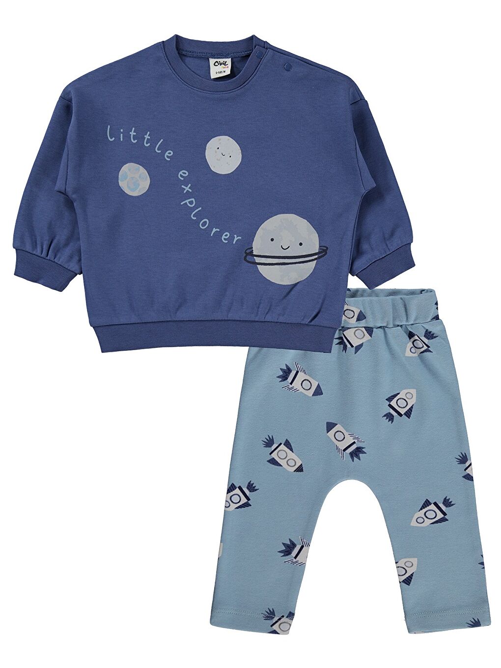 İndigo Baby Gezgen Baskı 6-18 Ay Takım - Mavi 6-9 Ay