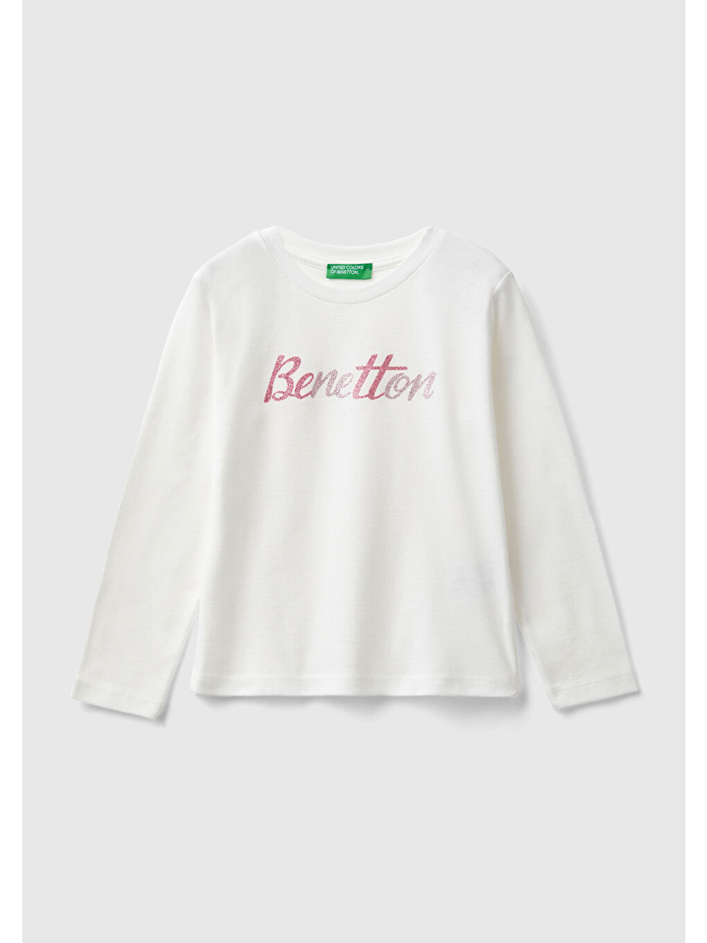 United Colors Of Benetton Kız Çocuk Beyaz Mix Önü Su Bazlı Logo Baskılı Sweatshirt