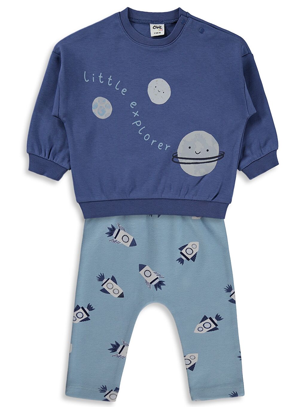 İndigo Baby Gezgen Baskı 6-18 Ay Takım - Mavi 6-9 Ay-3