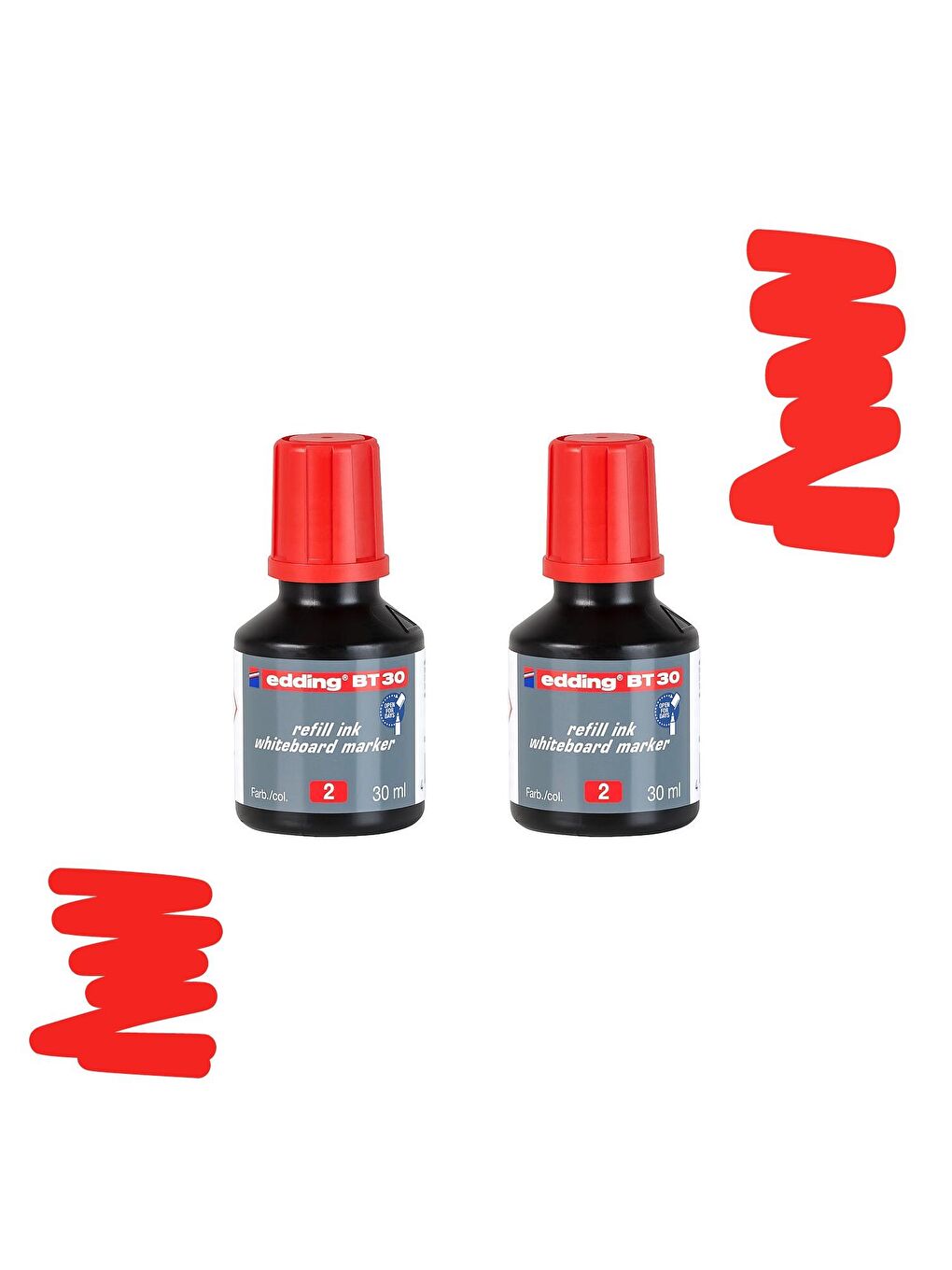 Edding Kırmızı BT30 Yazı Tahtası Kalemi Mürekkebi 30 Ml 2 Li Set Kırmızı