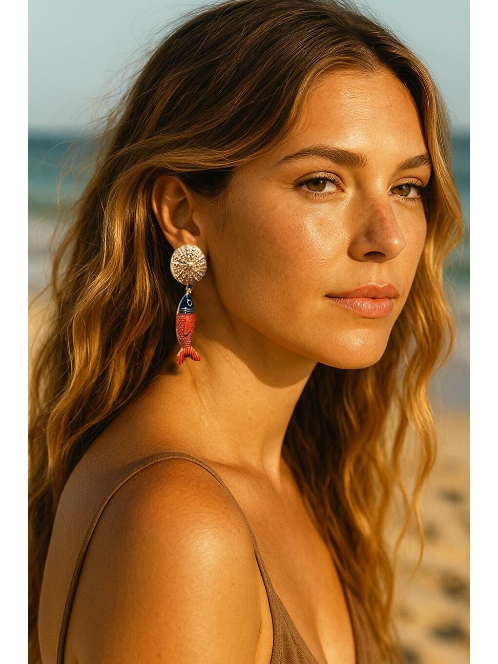 Sarı Balık Sallantılı Kadın Küpe