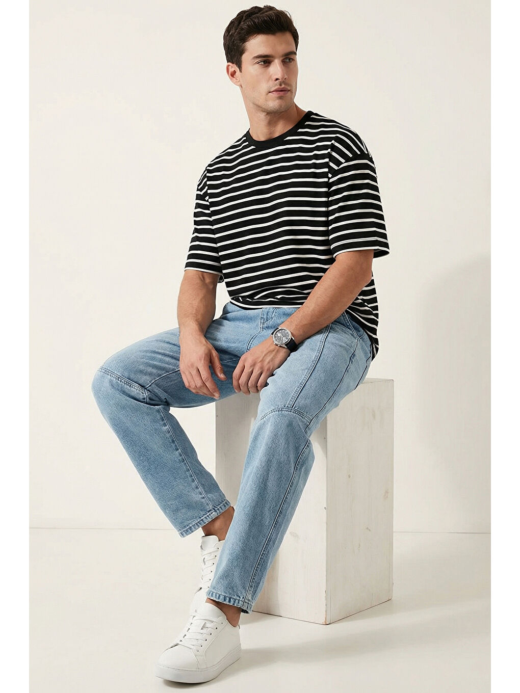 Erkek Rahat Kesim Baggy Jean Pantolon 30074 - Mavi-2