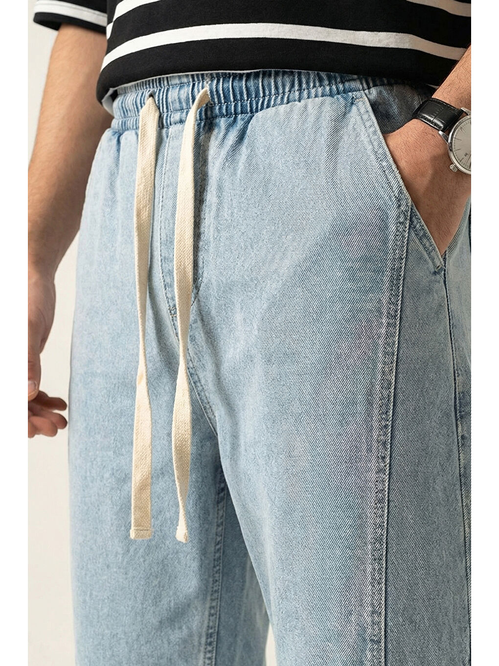 Erkek Rahat Kesim Baggy Jean Pantolon 30074 - Mavi-3