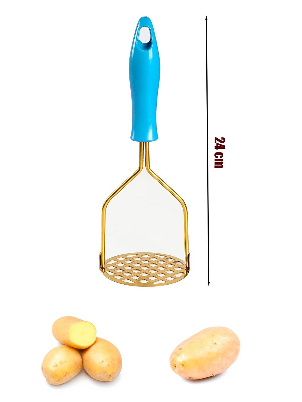 Patates Ezici Paslanmaz Metal 24 cm - Mavi