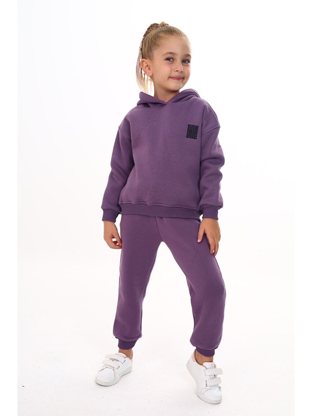 Mor Kız Çocuk Nakışlı Eşofman Takım-1