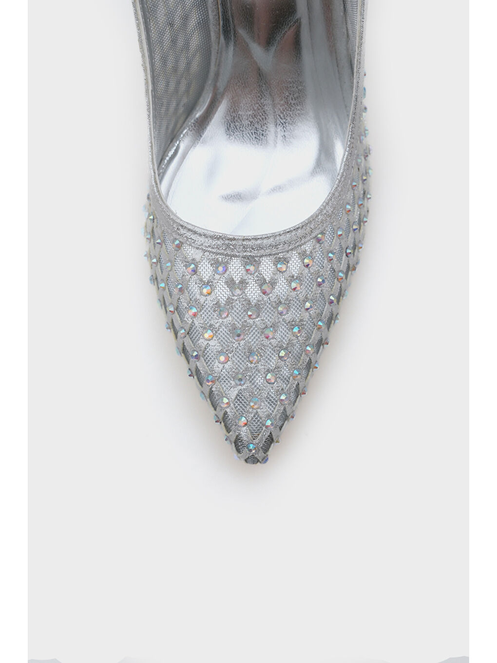 Gri Hilary Taşlı Fileli Stiletto-2