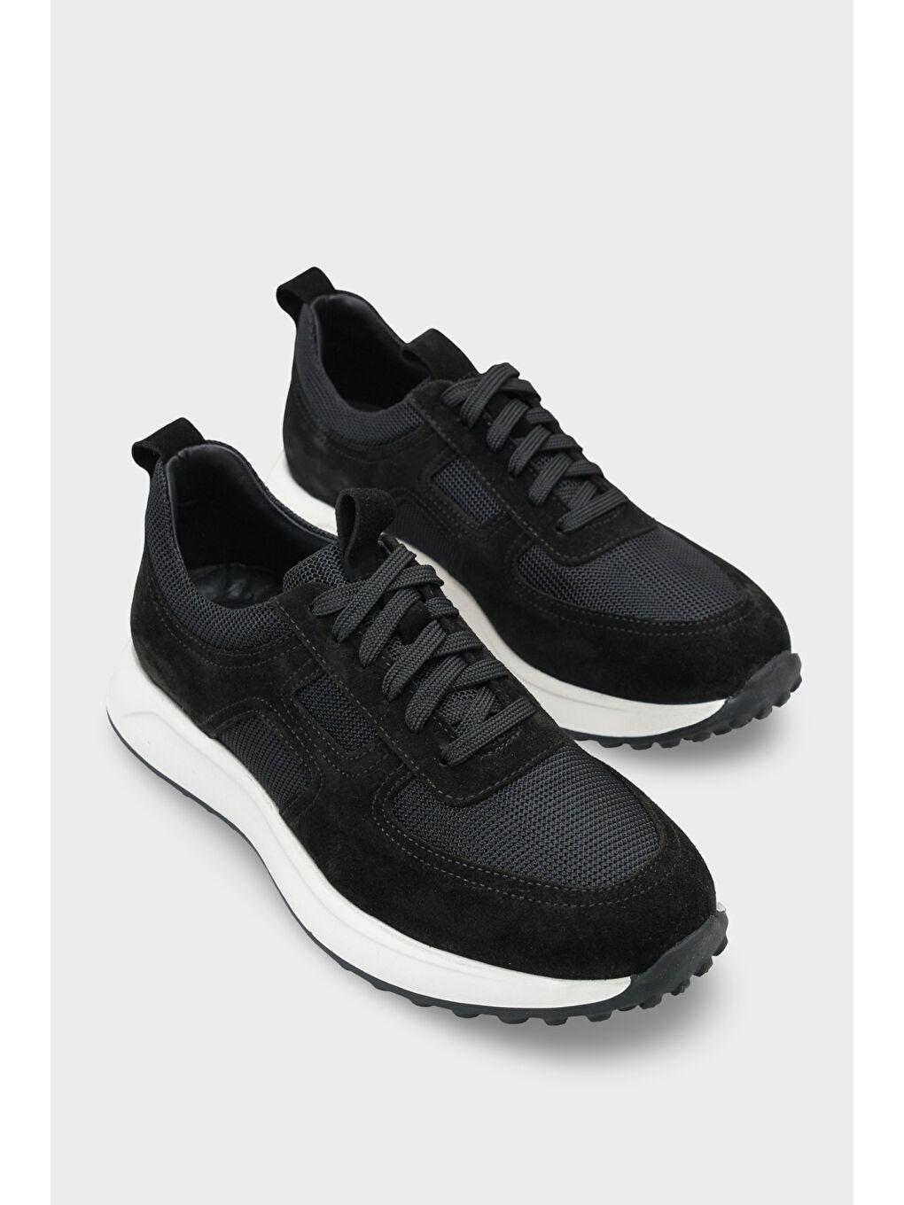 Siyah Rollo Hakiki Deri Süet Erkek Günlük Spor Ayakkabı Sneaker-1