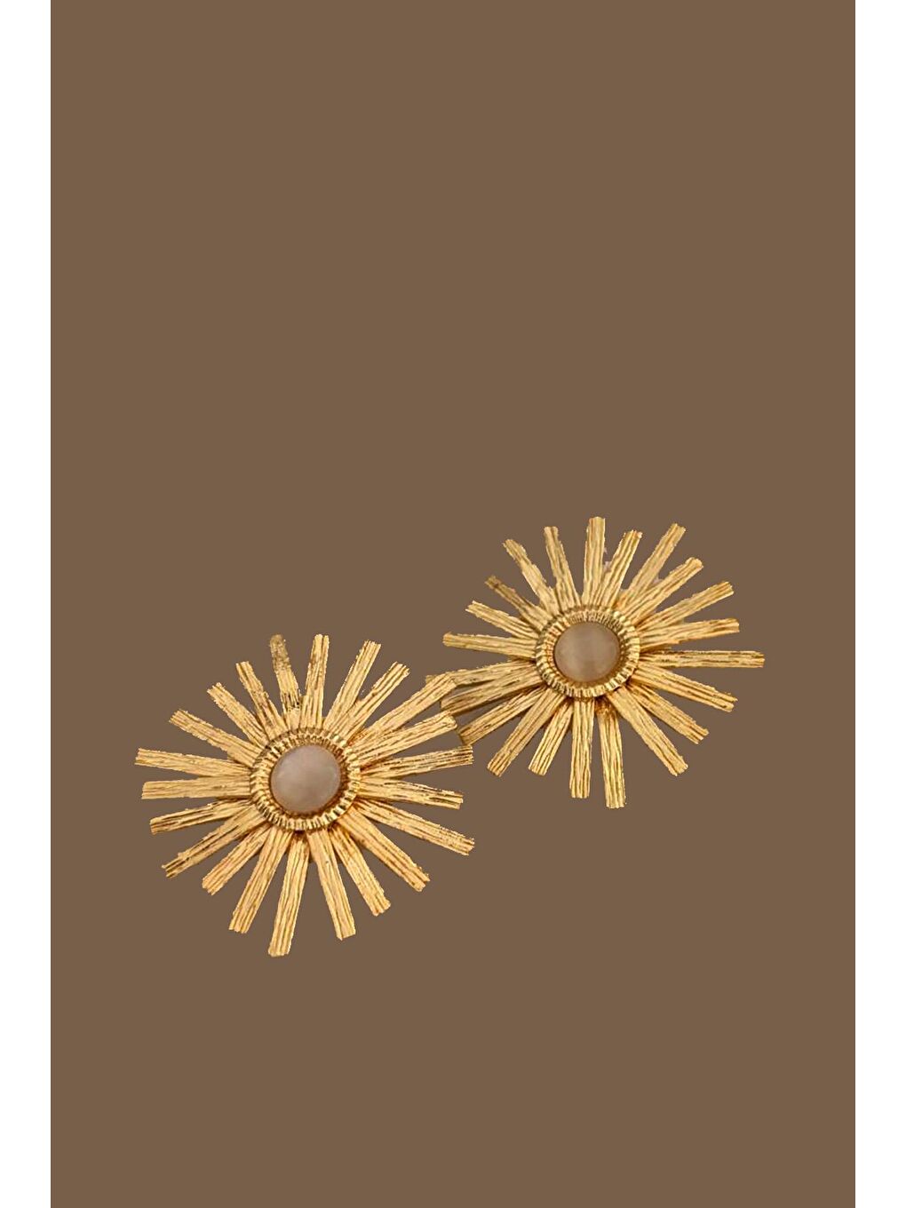 Sarı Altın Kaplama Geometrik Güneş küpe-3