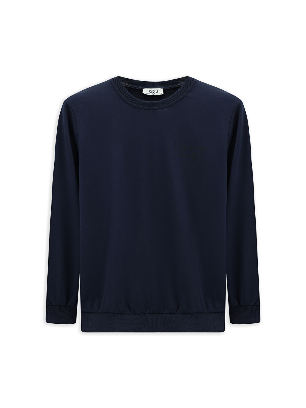 İndigo Bisiklet Yaka Regular Fit Baskılı Pamuklu Büyük Beden Sweatshirt