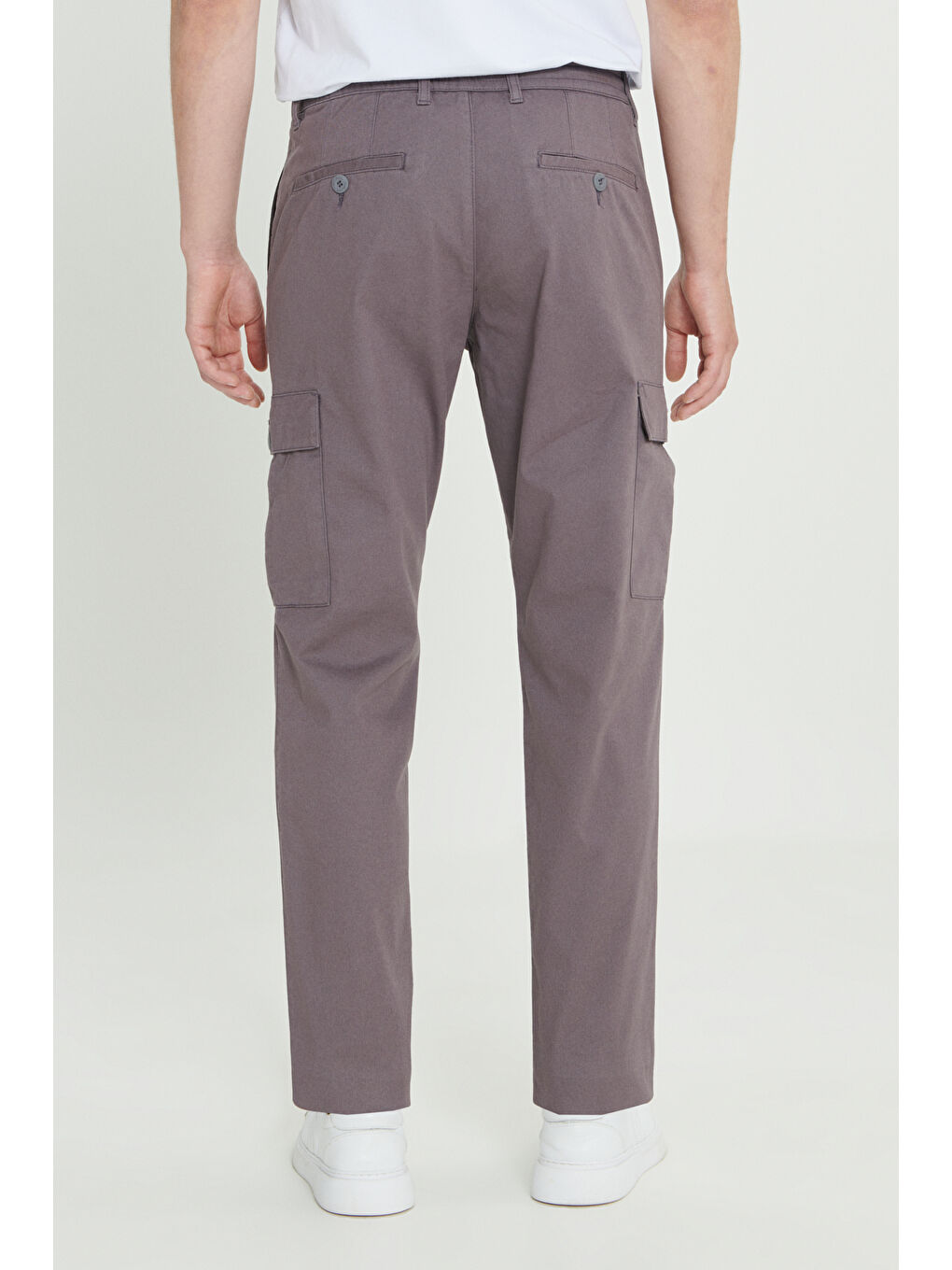 Erkek Antrasit Comfort Fit Rahat Kesim Pamuklu Esnek Yan Cepli Kargo Pantolon-4