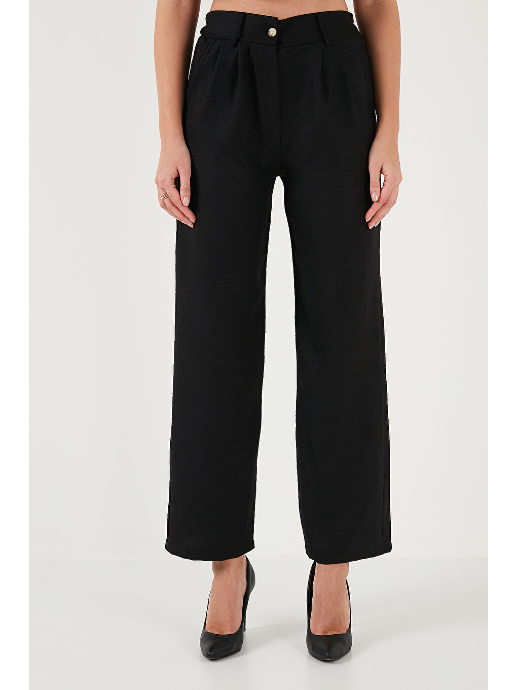 Siyah Regular Fit Bol Paça Yelekli Kadın Takım 67045162S4-3