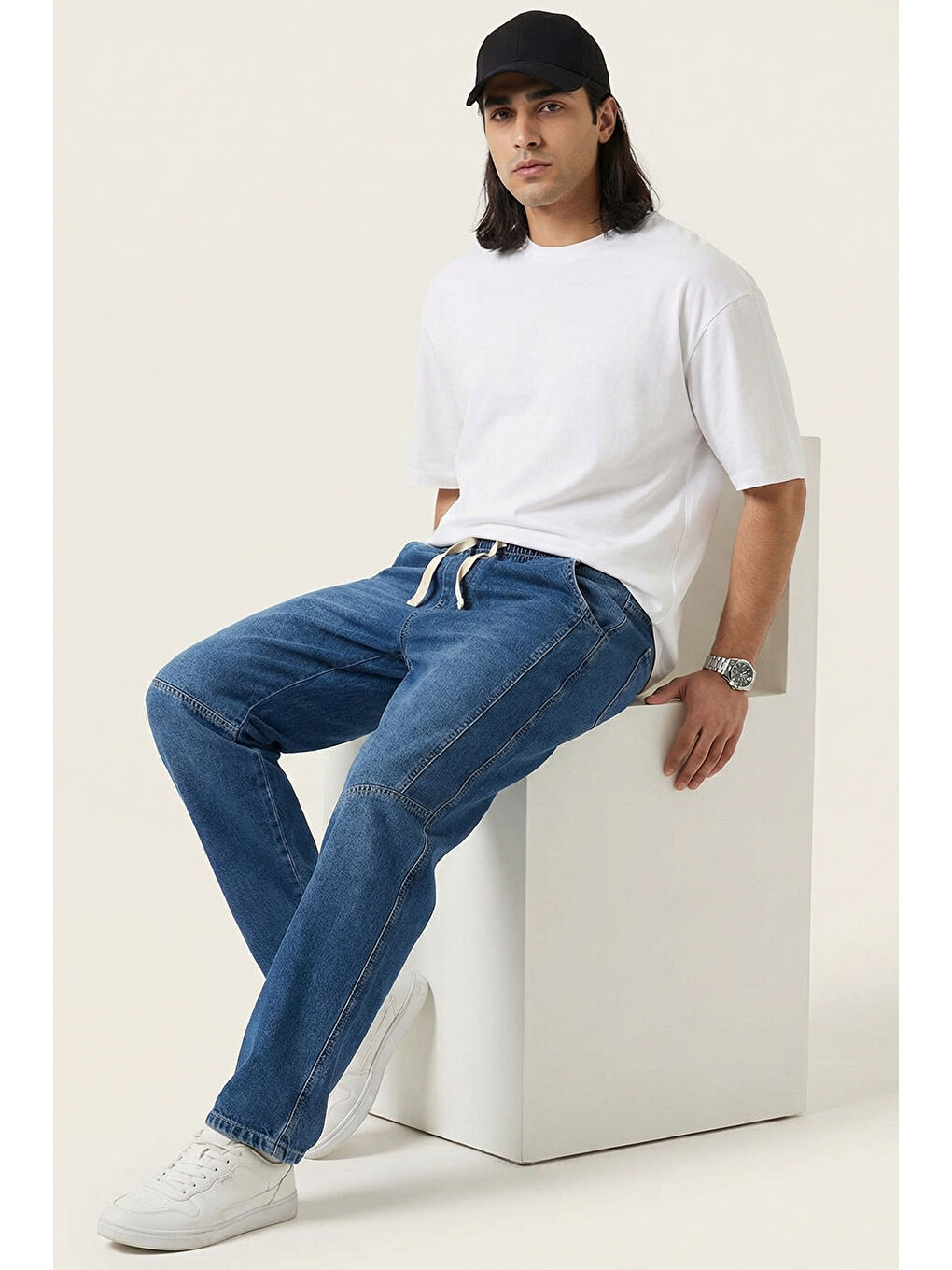 Erkek Rahat Kesim Baggy Jean Pantolon 30074 - Lacivert-2