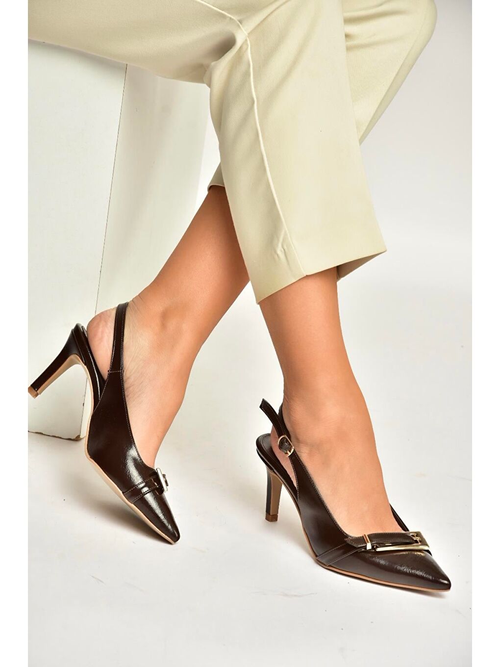 Kahverengi Kadın Topuklu Ayakkabı Y572110960-1