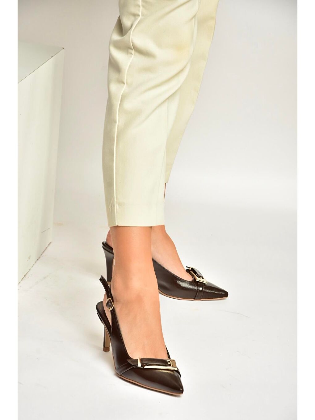 Kahverengi Kadın Topuklu Ayakkabı Y572110960-2