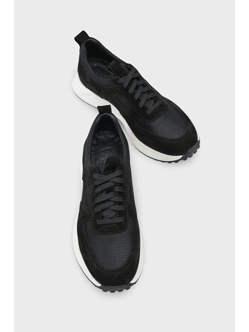 Siyah Rollo Hakiki Deri Süet Erkek Günlük Spor Ayakkabı Sneaker-5