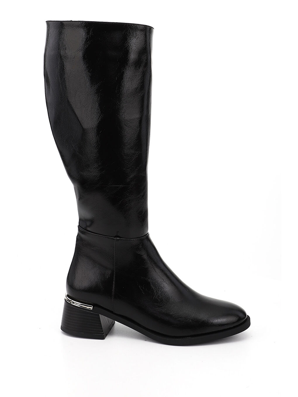 Mor Kadın ZÜMRÜT-SİYAH Fermuarlı Kalın Topuklu Çizme