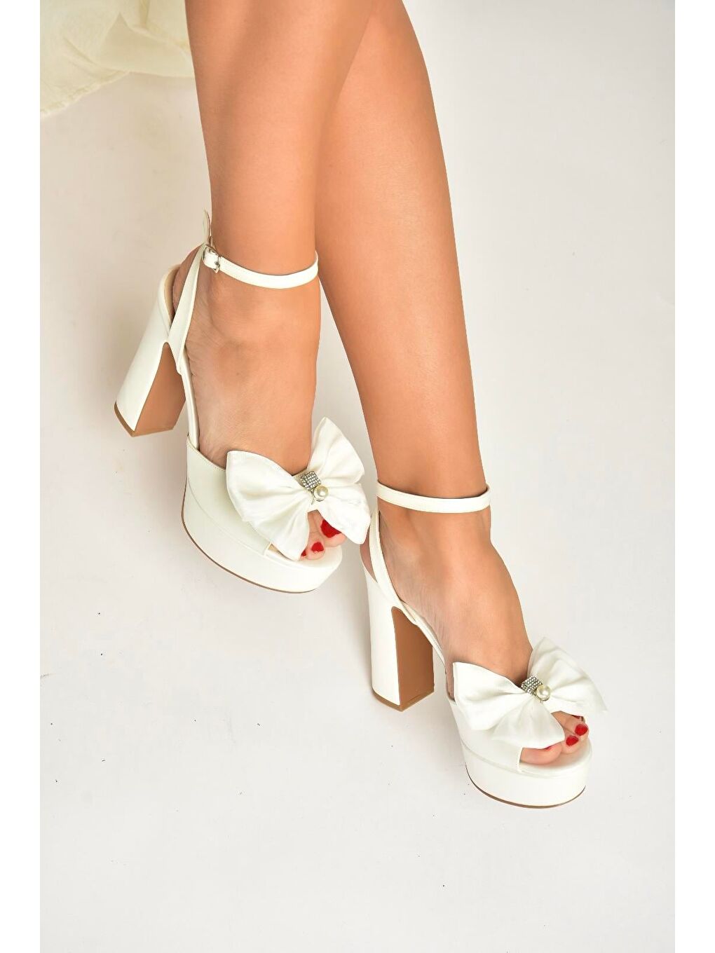 Bej Sedef Kadın Topuklu Ayakkabı Y820203909-2