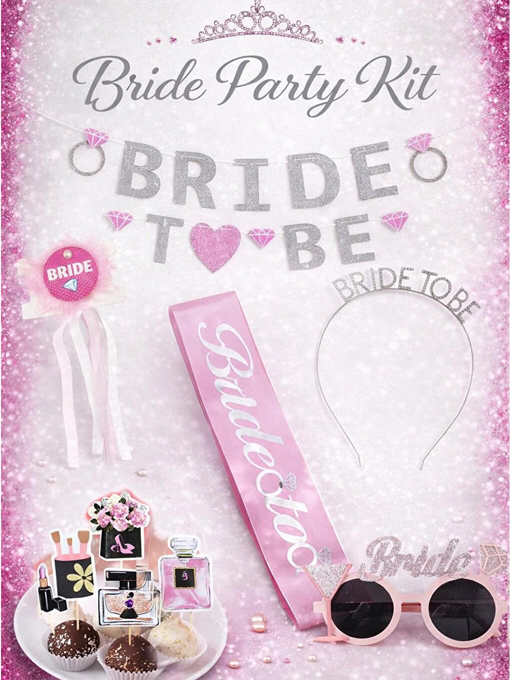 Gri Bride To Be Parti Seti Bekarlığa Veda Partisi Set Pembe Gümüş