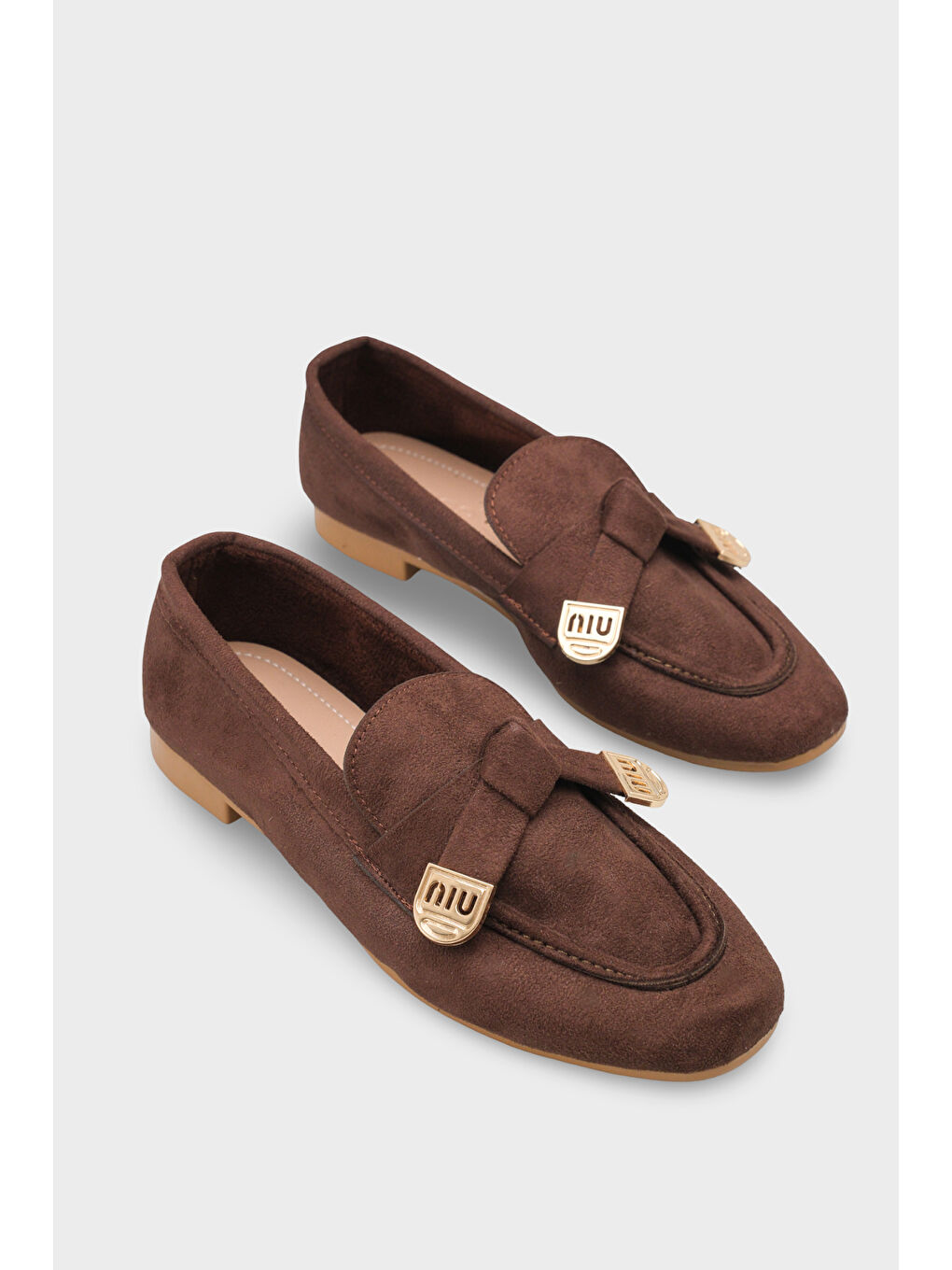 Kahverengi Janessa Metal Tokalı Yumuşak Kadın Loafer Ayakkabı-1