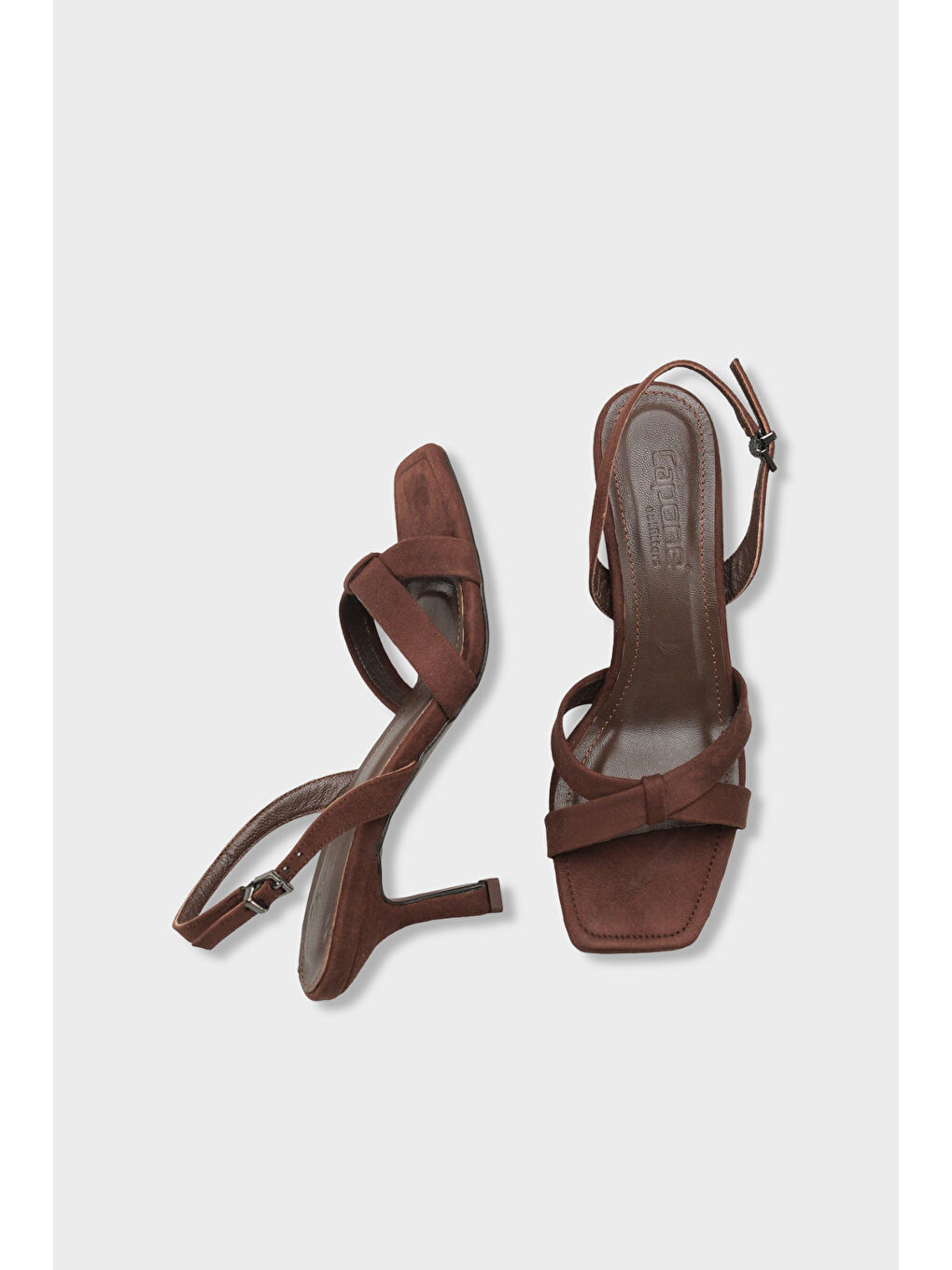 Kahverengi Roxana Hakiki Deri Astarlı Küt Burunlu Çapraz Bantlı Orta Topuklu Kadın Ayakkabı-4