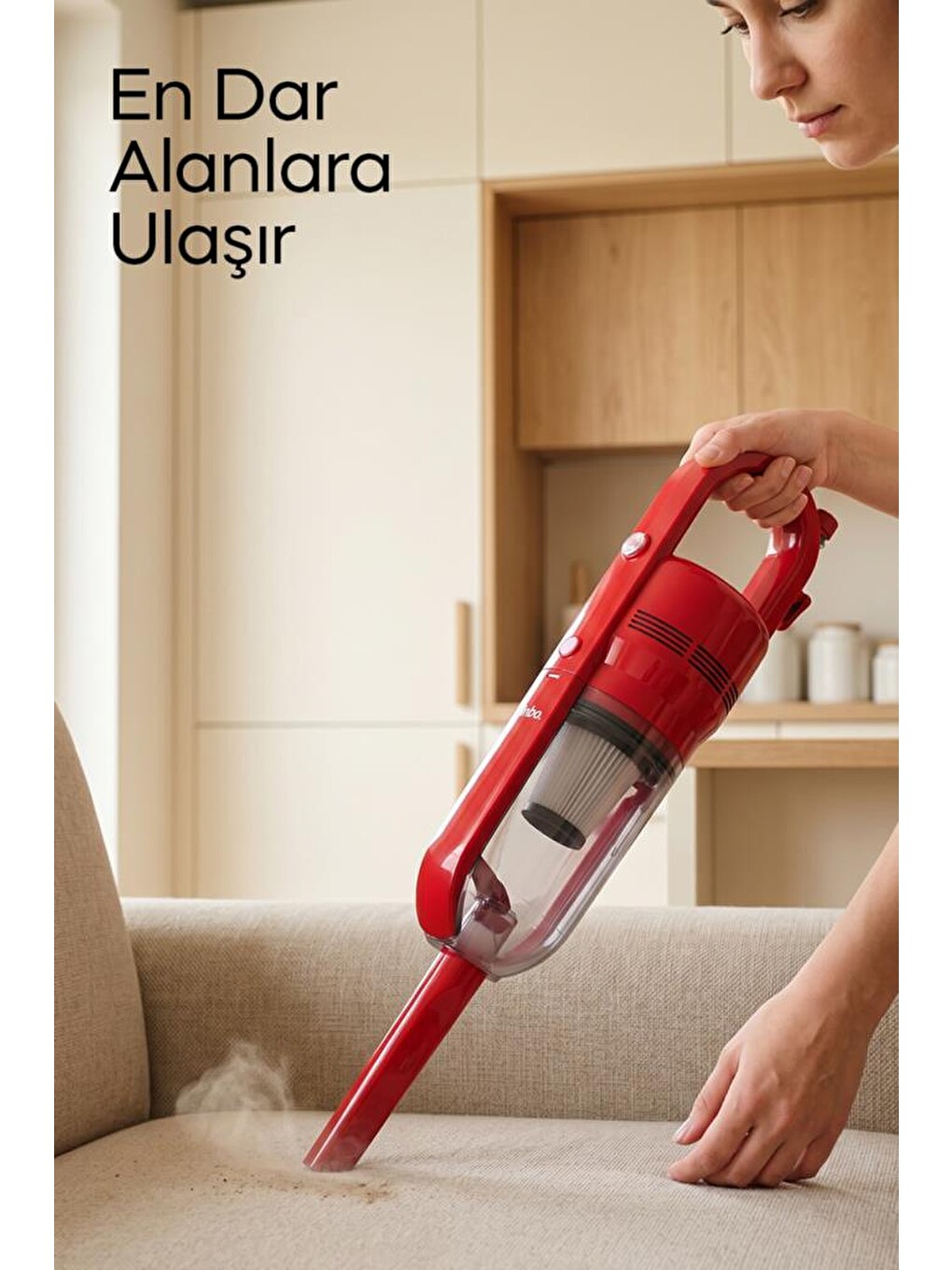 SVC-8625 Kırmızı Dikey Elektrikli Süpürge Katlanır Borulu, El Süpürgesi, 800 ml Toz Hazneli-1