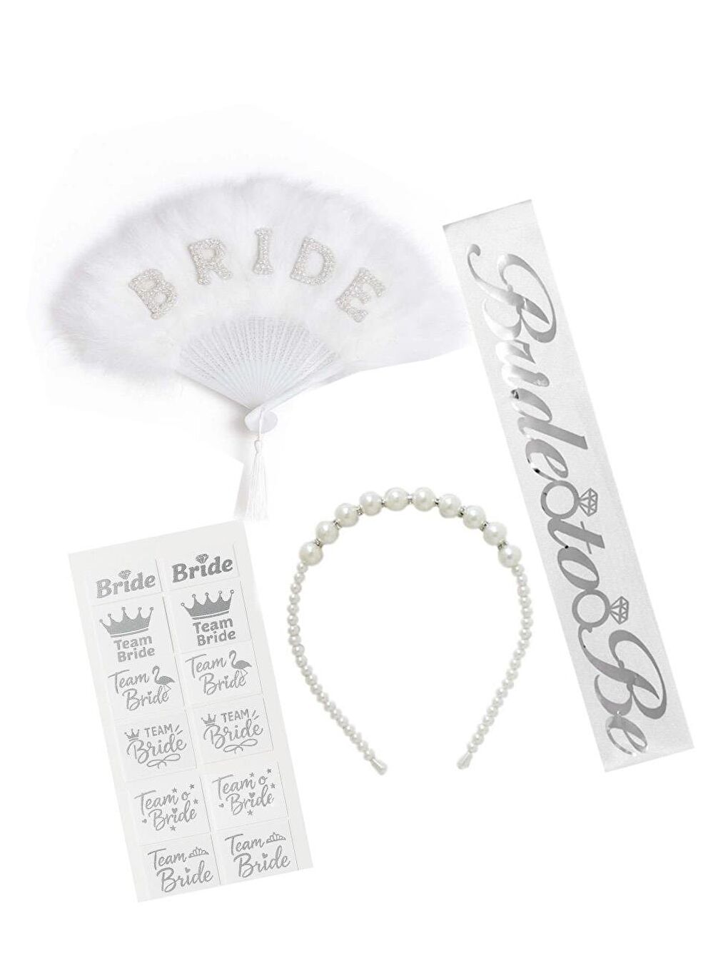 Gri Lüks Bride To Be Bekarlığa Veda Parti Seti | İnci & Gümüş Konsept-2