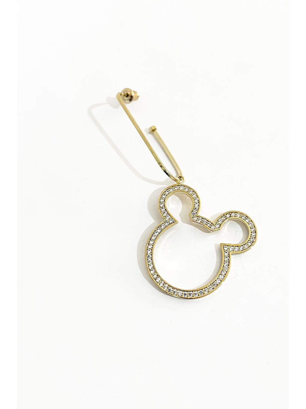 Sarı Büyük Altın Kaplama Sallantılı Halka Tek Küpe