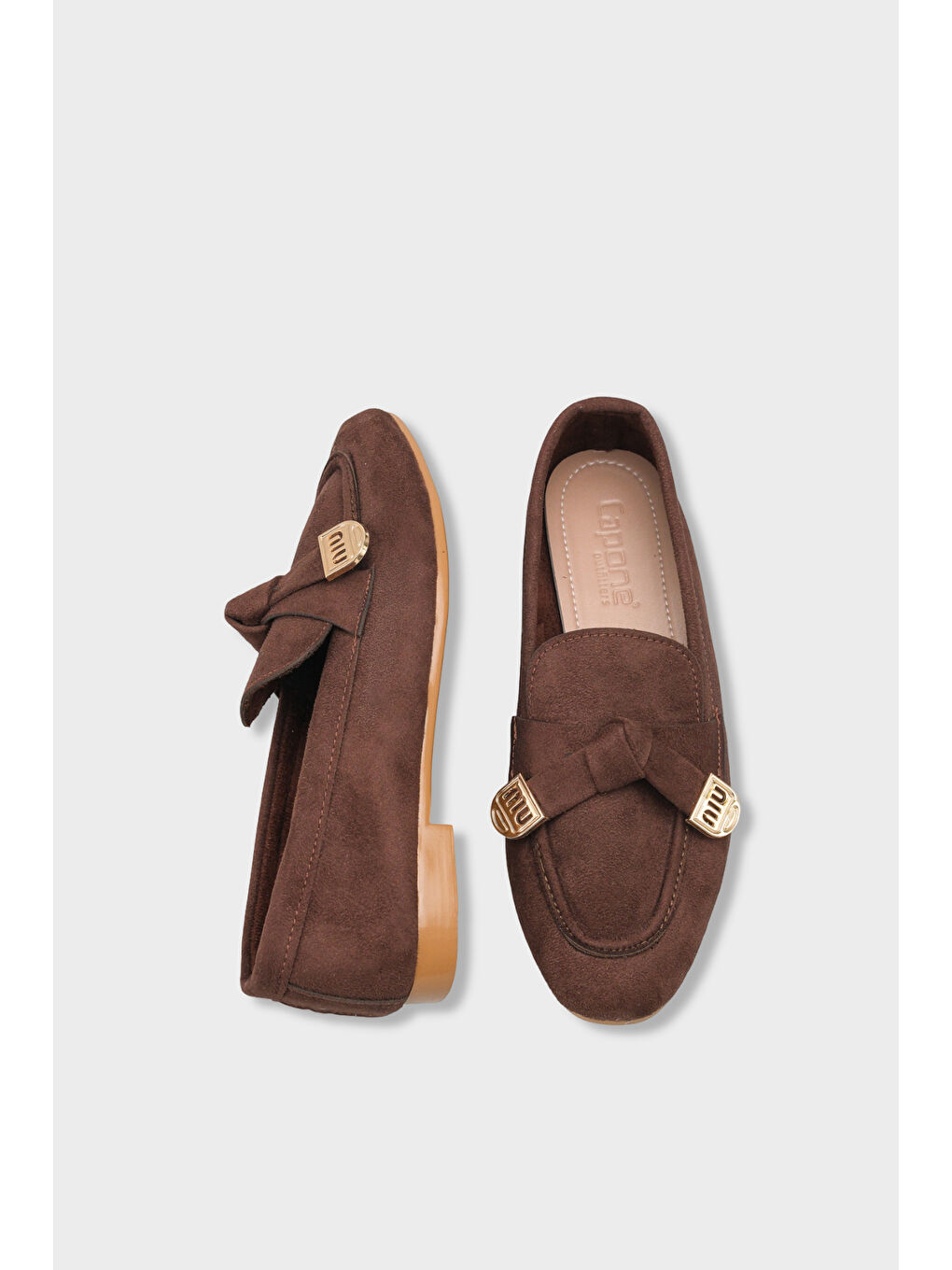 Kahverengi Janessa Metal Tokalı Yumuşak Kadın Loafer Ayakkabı-4