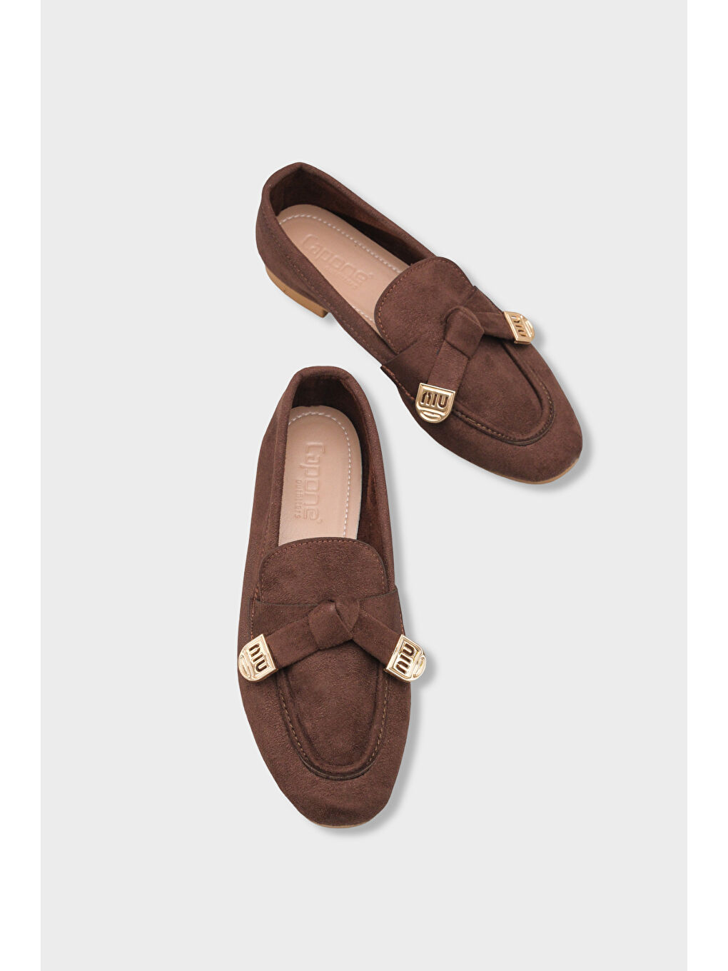 Kahverengi Janessa Metal Tokalı Yumuşak Kadın Loafer Ayakkabı-5