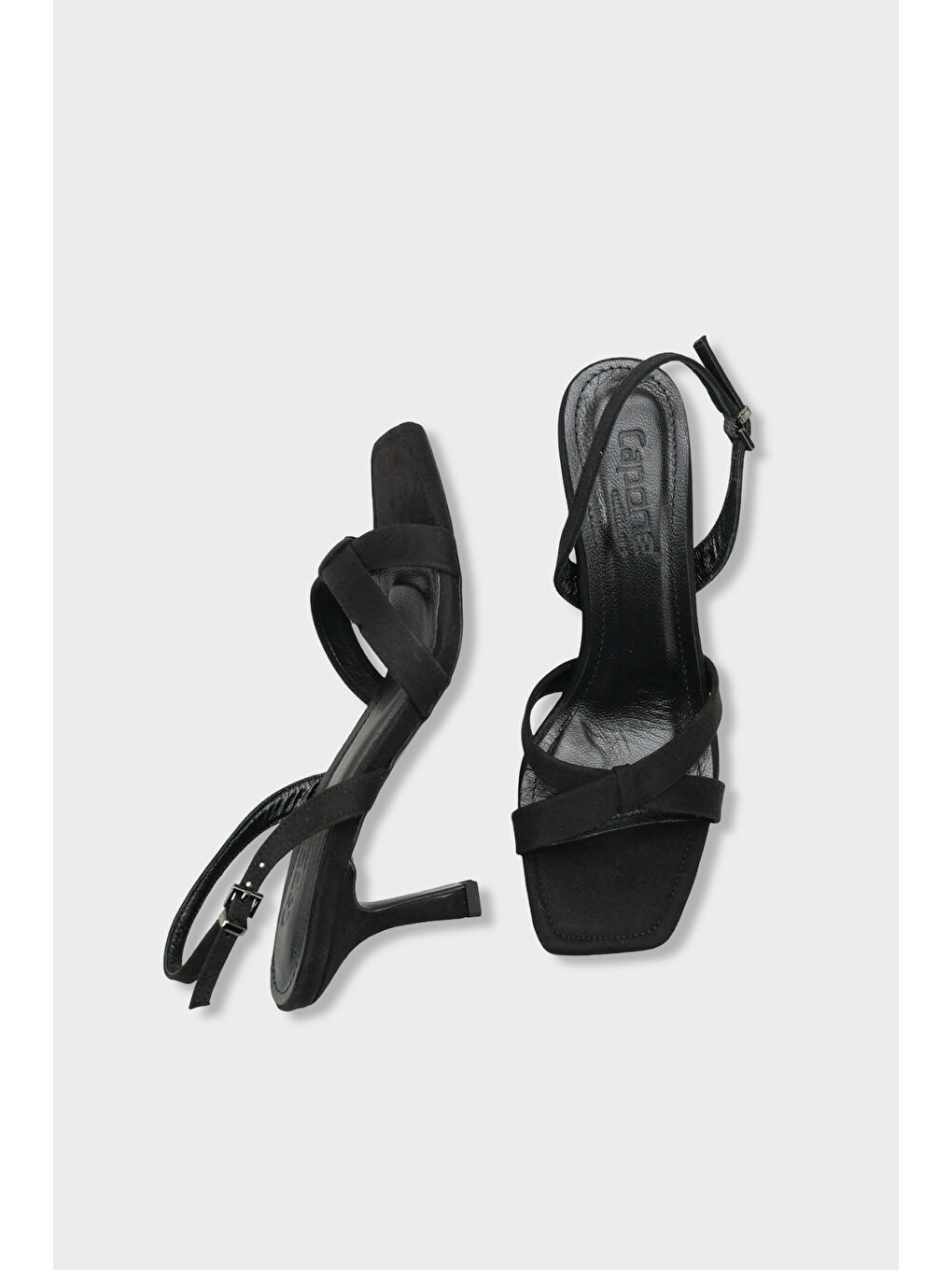 Siyah Roxana Hakiki Deri Astarlı Küt Burunlu Çapraz Bantlı Orta Topuklu Kadın Ayakkabı-4