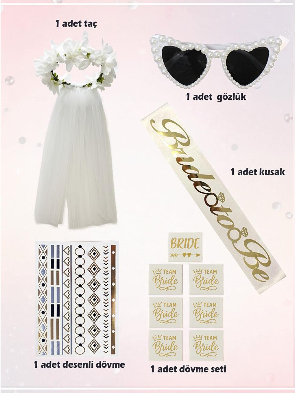 Sarı Bride To Be Parti Seti Bekarlığa Veda Partisi Set Beyaz Altın-1