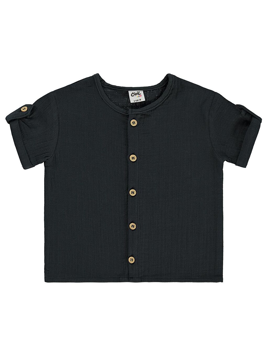 Antrasit Baby Müslin Kısa Kol 6-18 Ay Gömlek - Gri 18-24 Ay