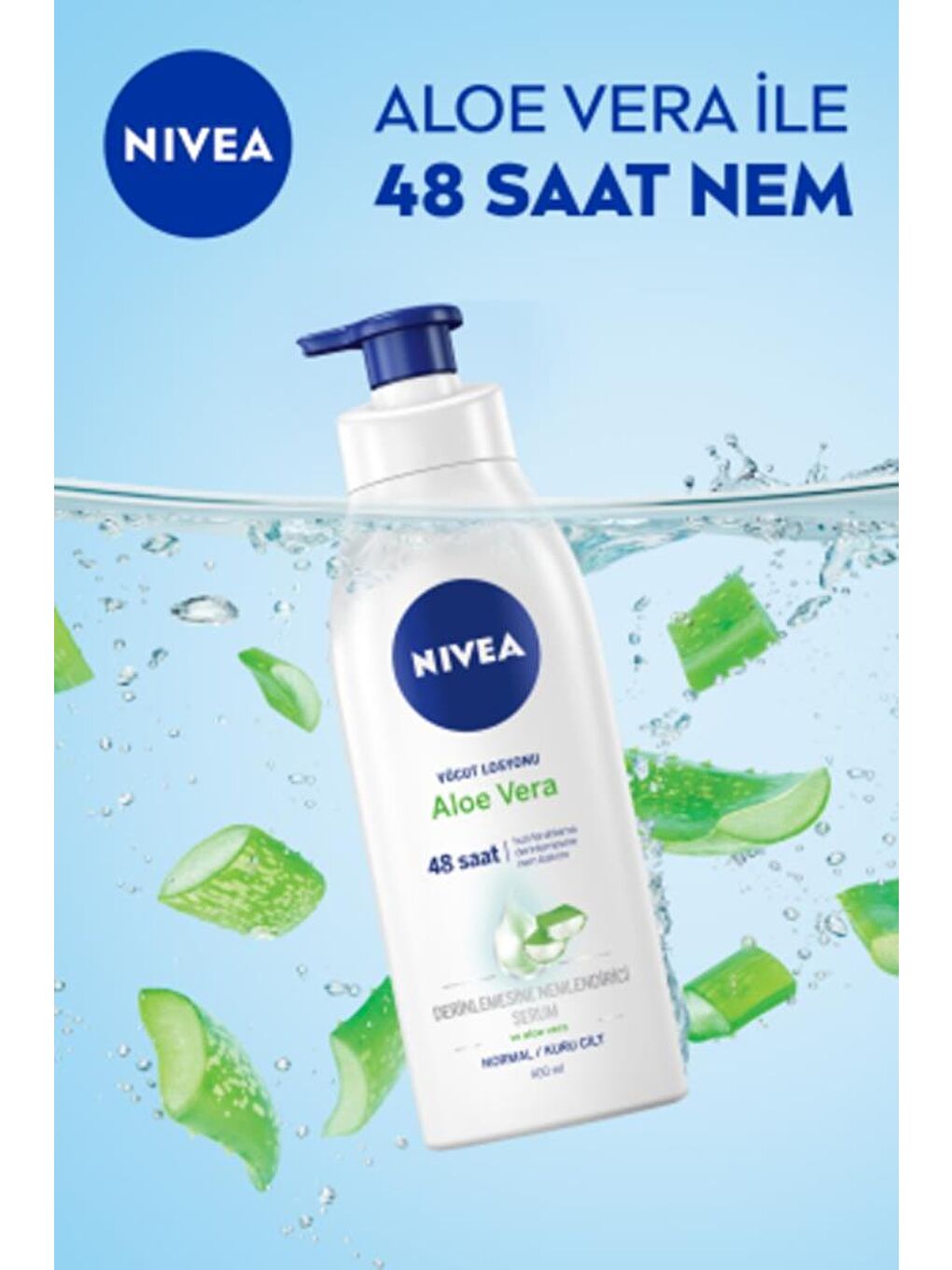 NIVEA Aloe Vera Vücut Losyonu 400 ml, Normal /Kuru Ciltler, Ne mlendirici Serum Ile 48 Saat Nem - 1