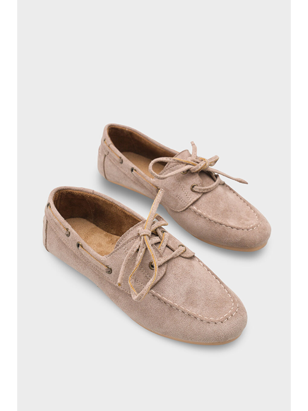 Bej Sabina Bağcıklı Kadın Loafer Ayakkabı-1