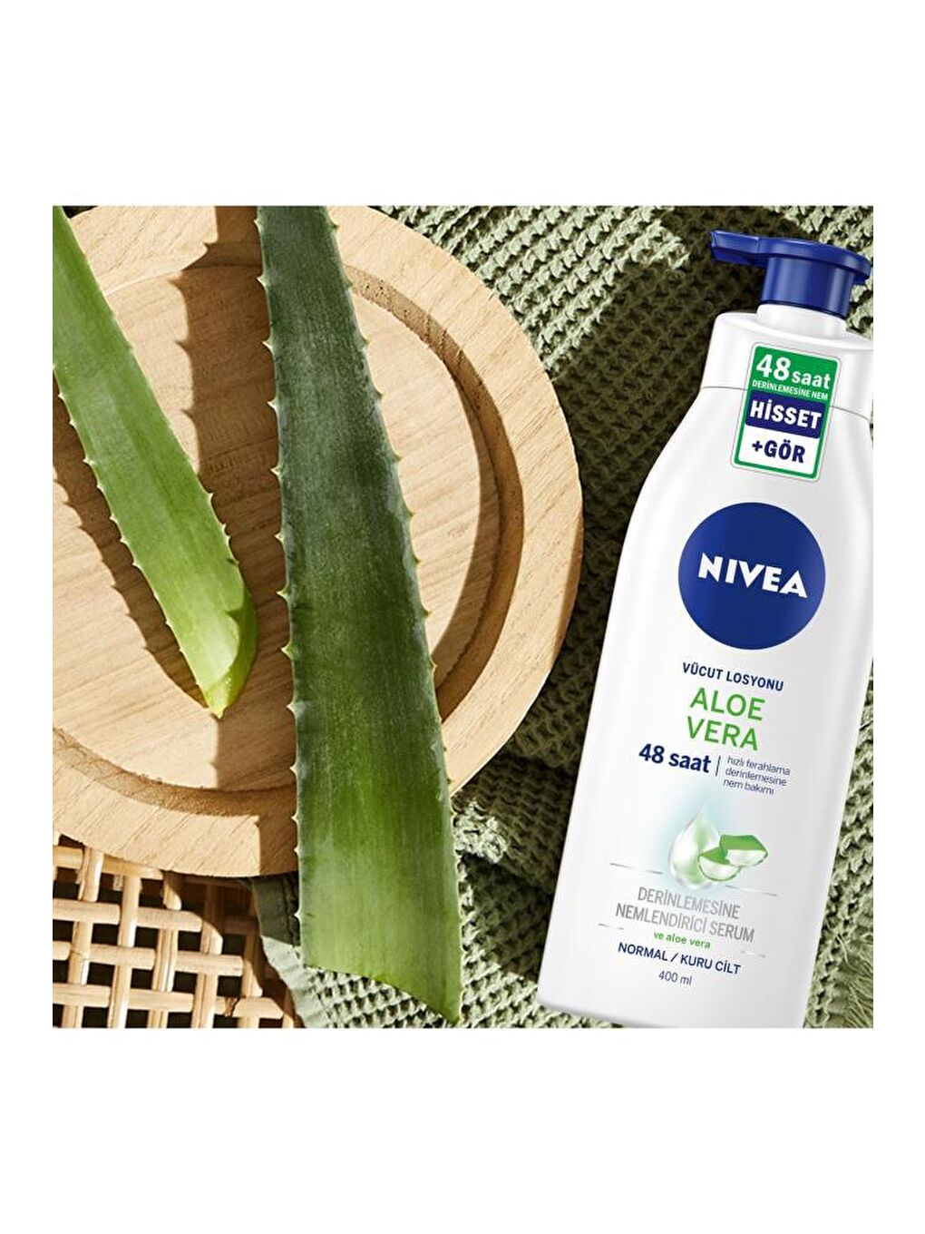 NIVEA Aloe Vera Vücut Losyonu 400 ml, Normal /Kuru Ciltler, Ne mlendirici Serum Ile 48 Saat Nem - 4