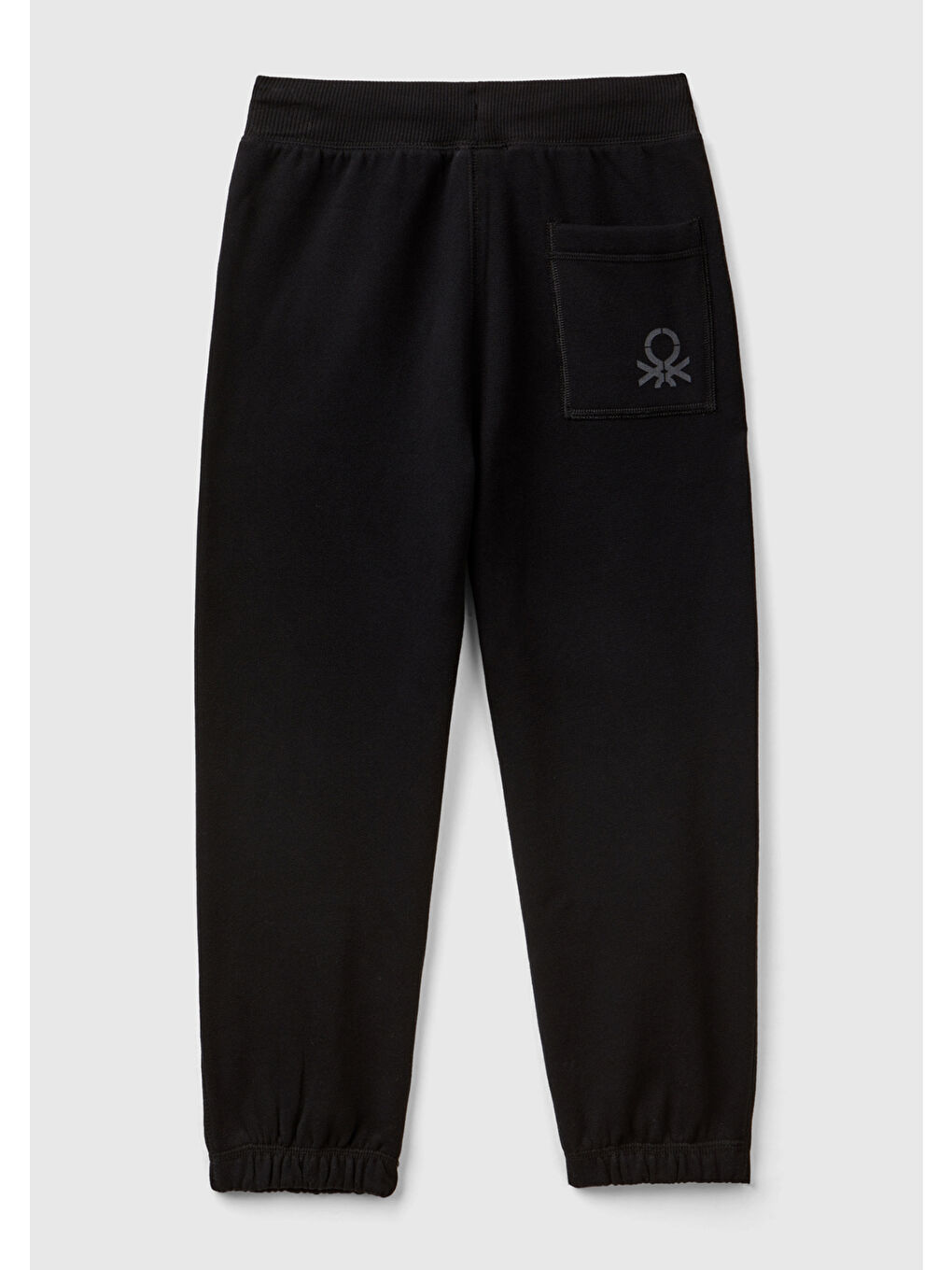 Erkek Çocuk Siyah Sağ Arka Cebi Logolu Beli Lastikli Büzgü İpli Eşofman Altı-1