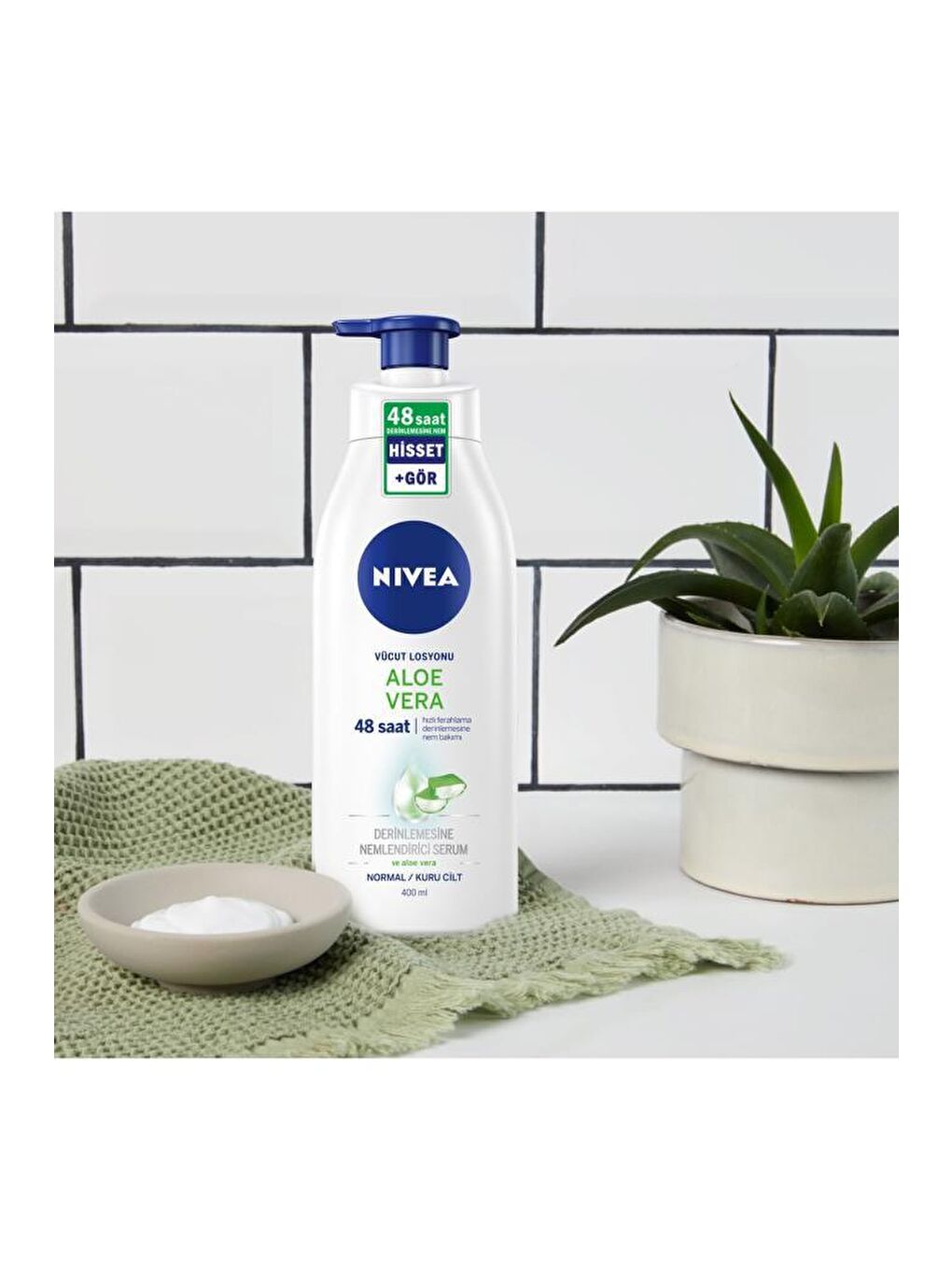 NIVEA Aloe Vera Vücut Losyonu 400 ml, Normal /Kuru Ciltler, Ne mlendirici Serum Ile 48 Saat Nem - 5