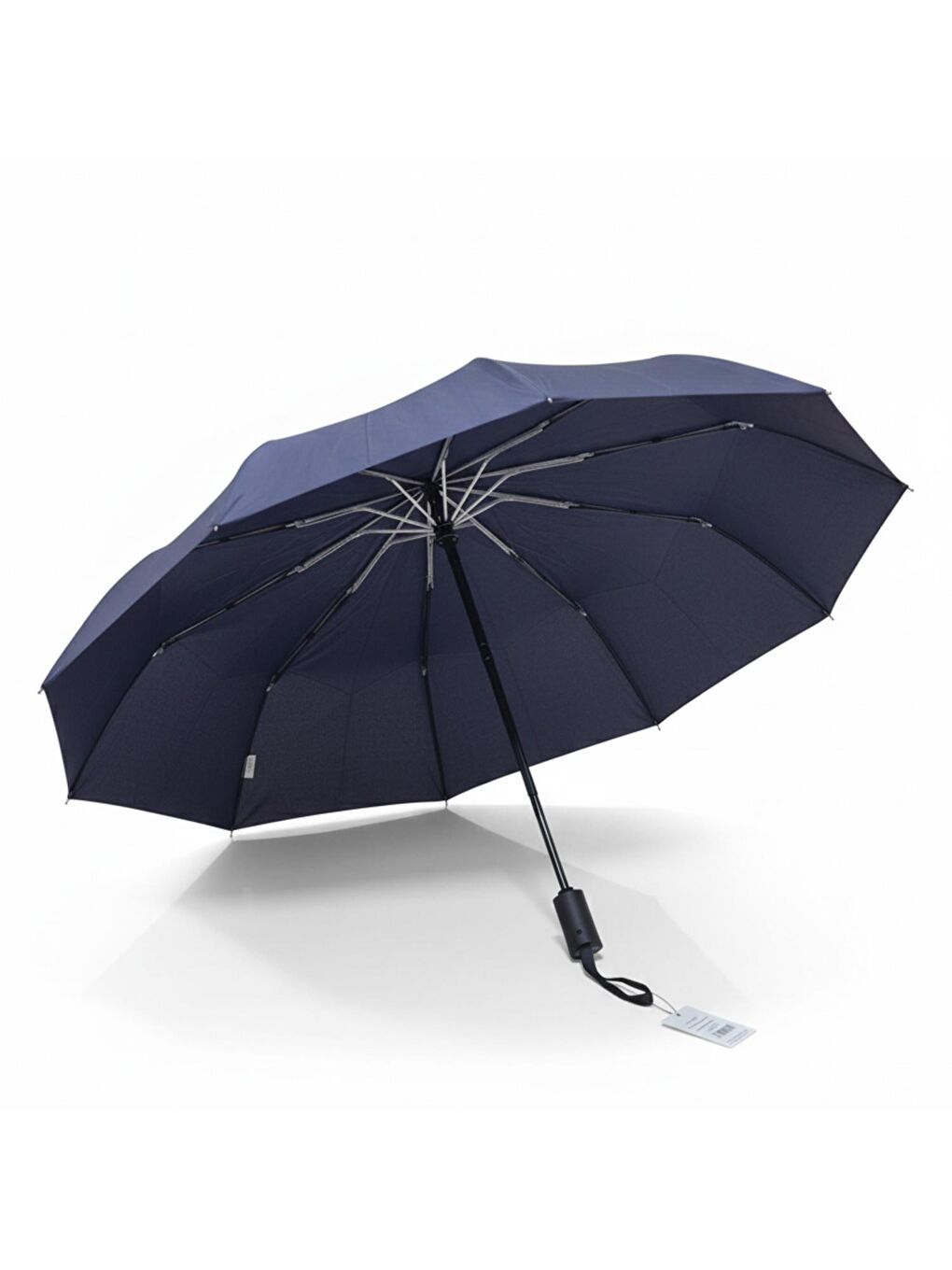 Lacivert Full Otomatik Kısa 10 Telli Pongee Kumaş Şemsiye (123-G)