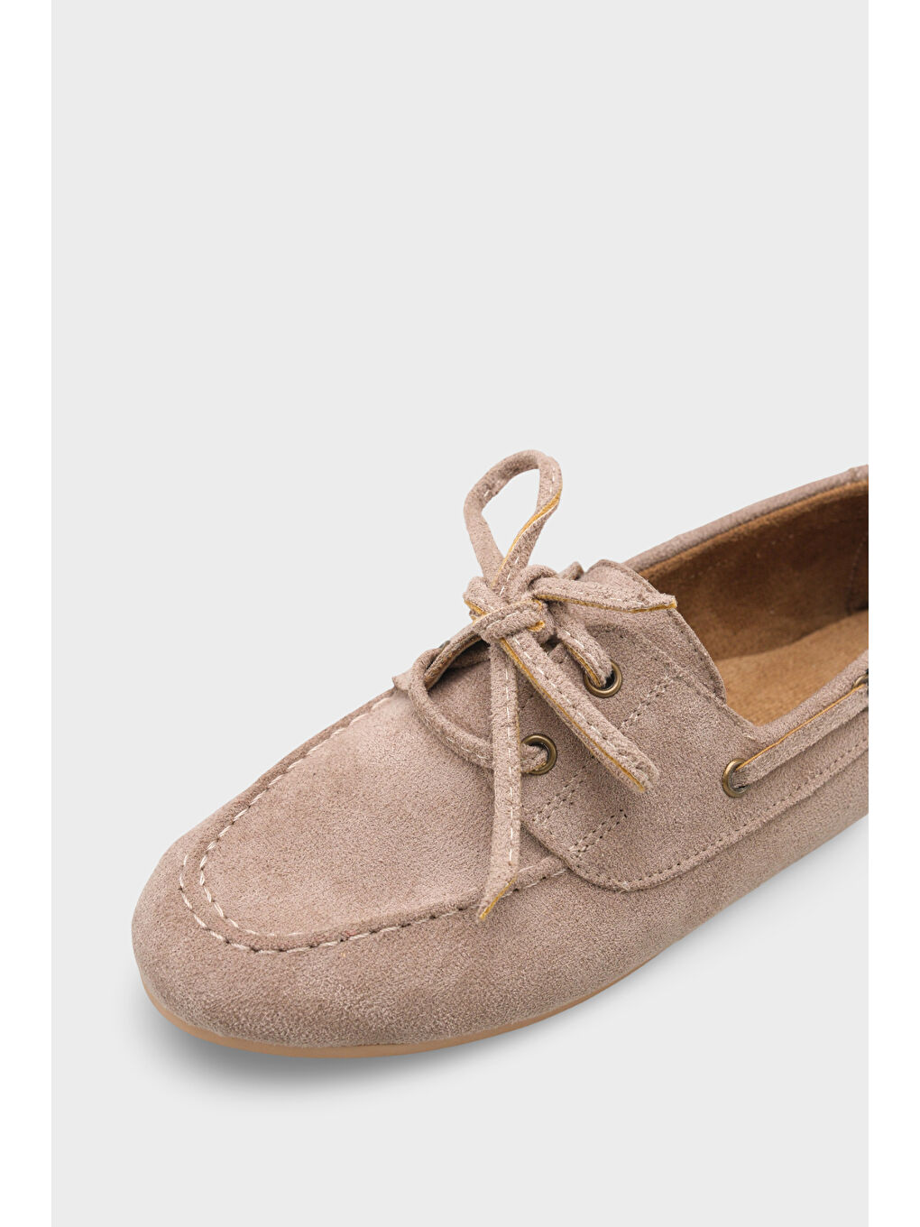 Bej Sabina Bağcıklı Kadın Loafer Ayakkabı-2