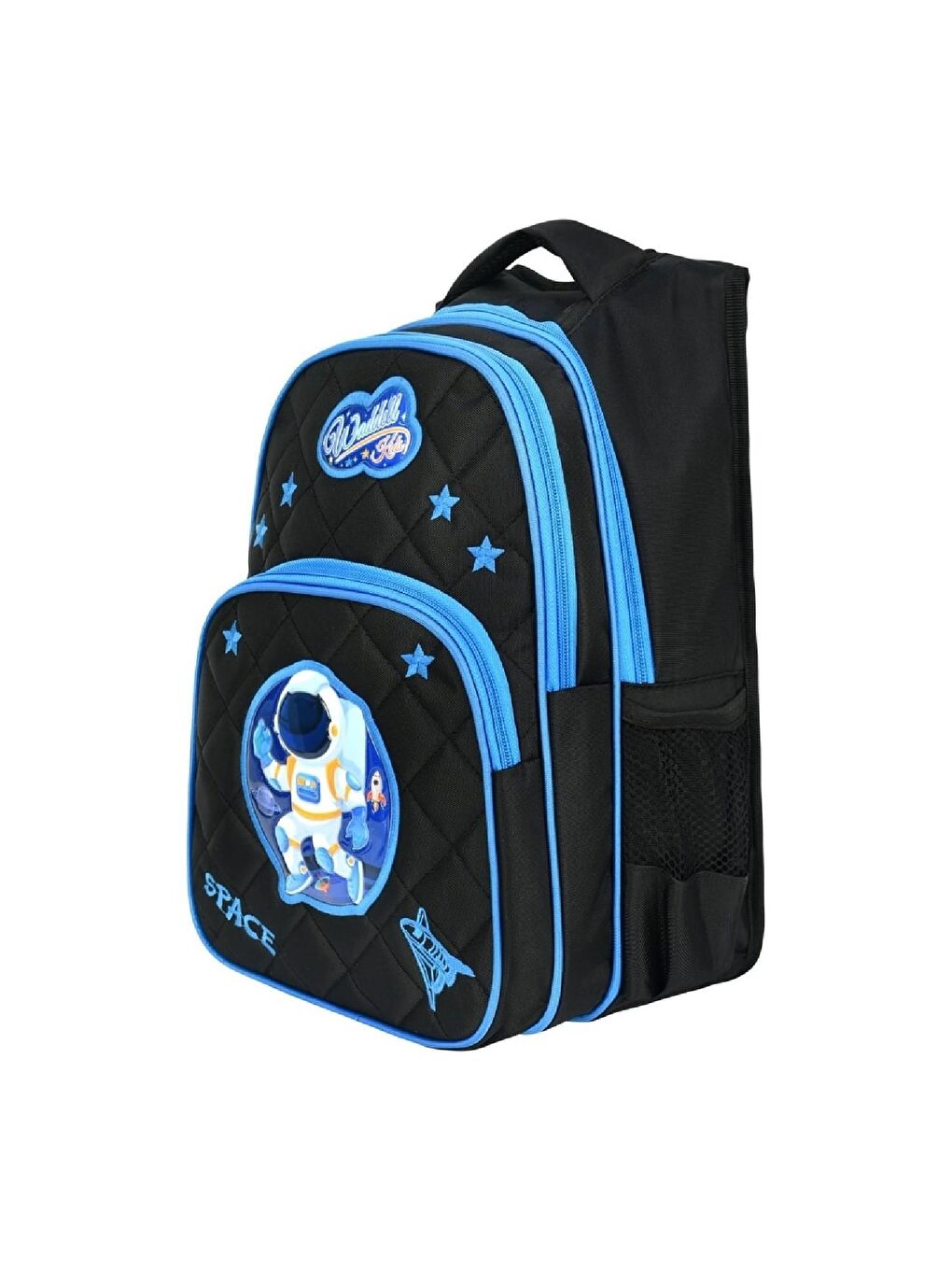 3 Bölmeli İlkokul Çantası ve Beslenme Çantası Astronot Siyah 5046-2