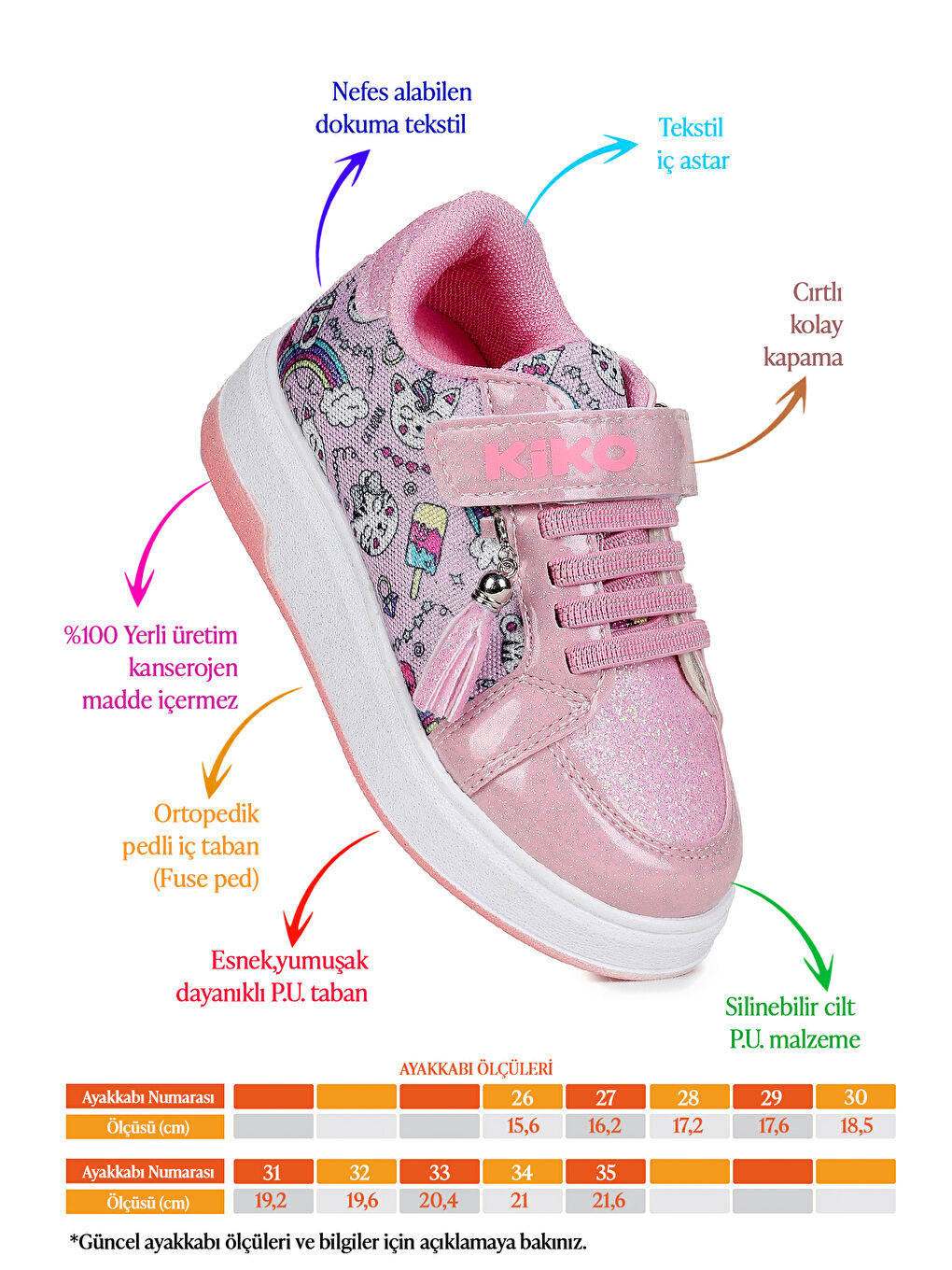 Pembe Maria Cırtlı Simli Kız Çocuk Spor Ayakkabı-1