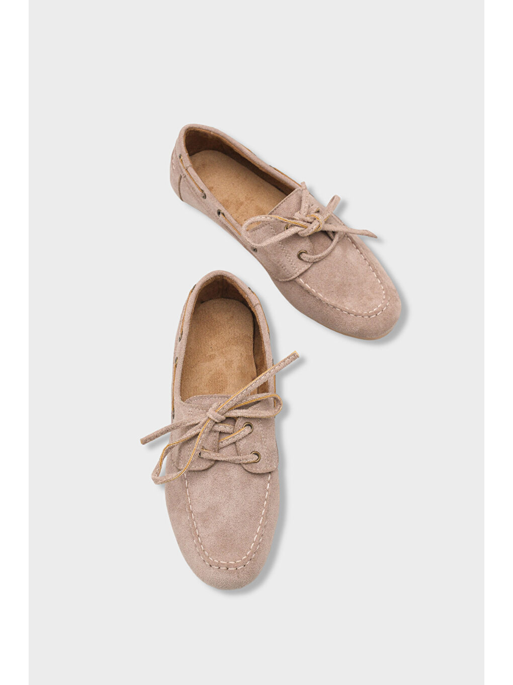 Bej Sabina Bağcıklı Kadın Loafer Ayakkabı-5