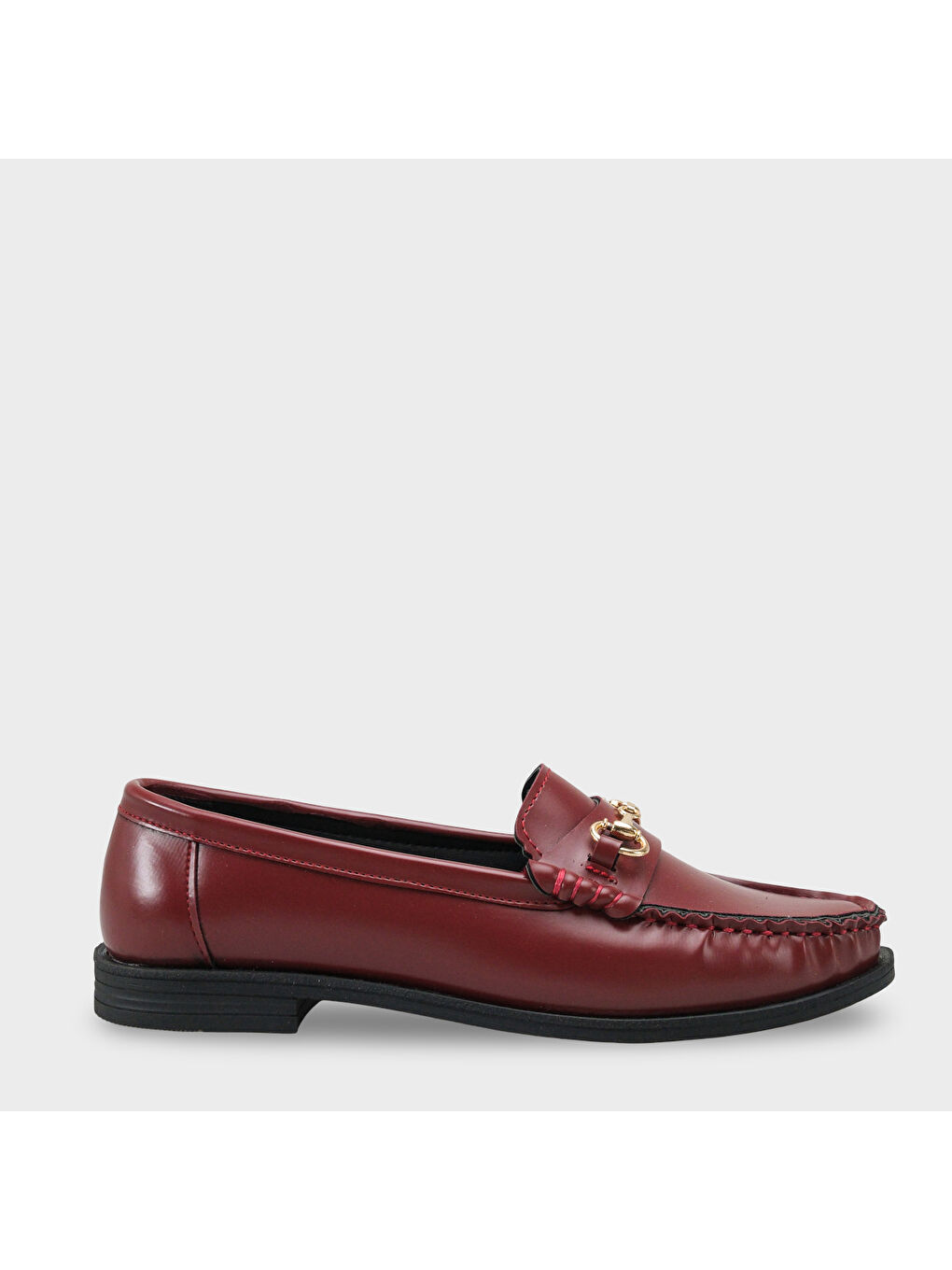 Bordo Karlie Metal Tokalı Kadın Loafer Ayakkabı