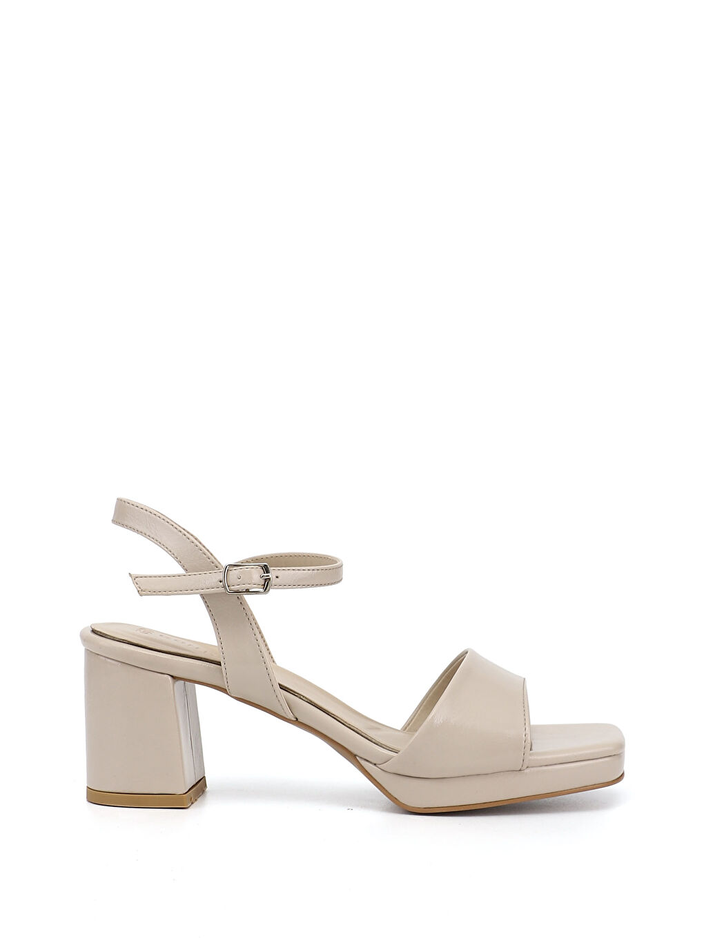 Bej Kadın BEJ-TEN RENGİ Bilekten Bağlı Platform Topuklu Sandalet