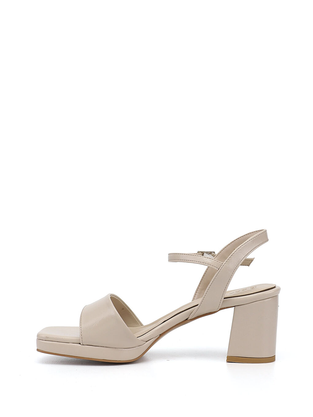 Bej Kadın BEJ-TEN RENGİ Bilekten Bağlı Platform Topuklu Sandalet-4