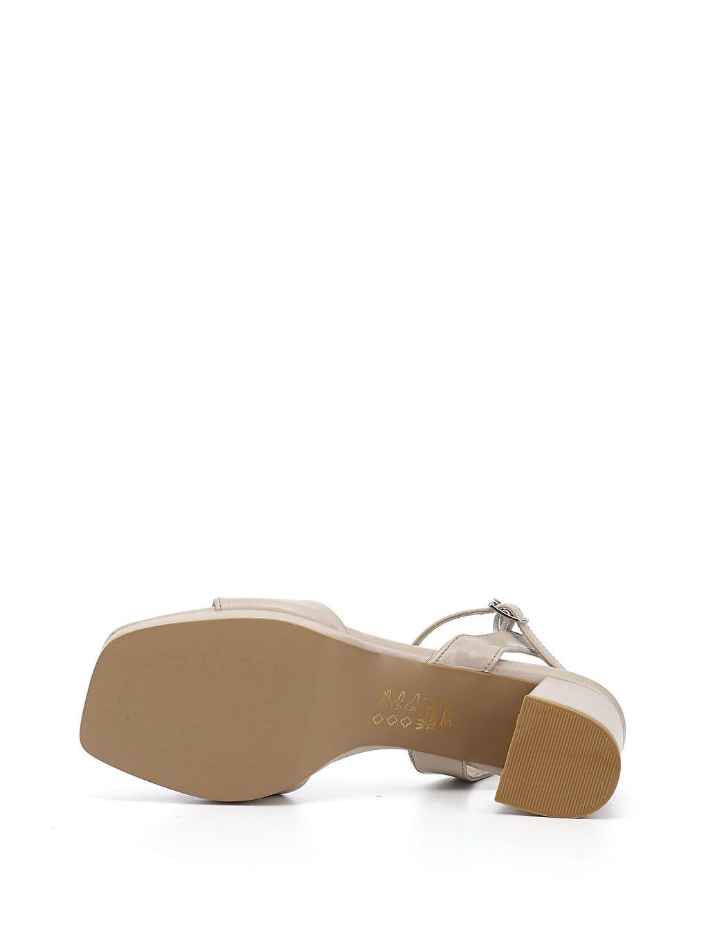 Bej Kadın BEJ-TEN RENGİ Bilekten Bağlı Platform Topuklu Sandalet-5