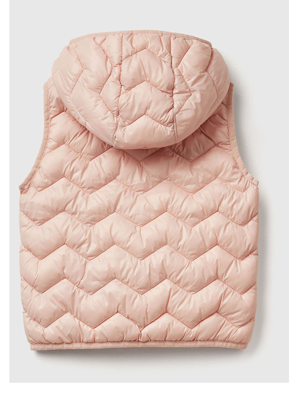 Kız Çocuk Toz Pembe Simli Logo İşlemeli Kapüşonlu Yelek-1