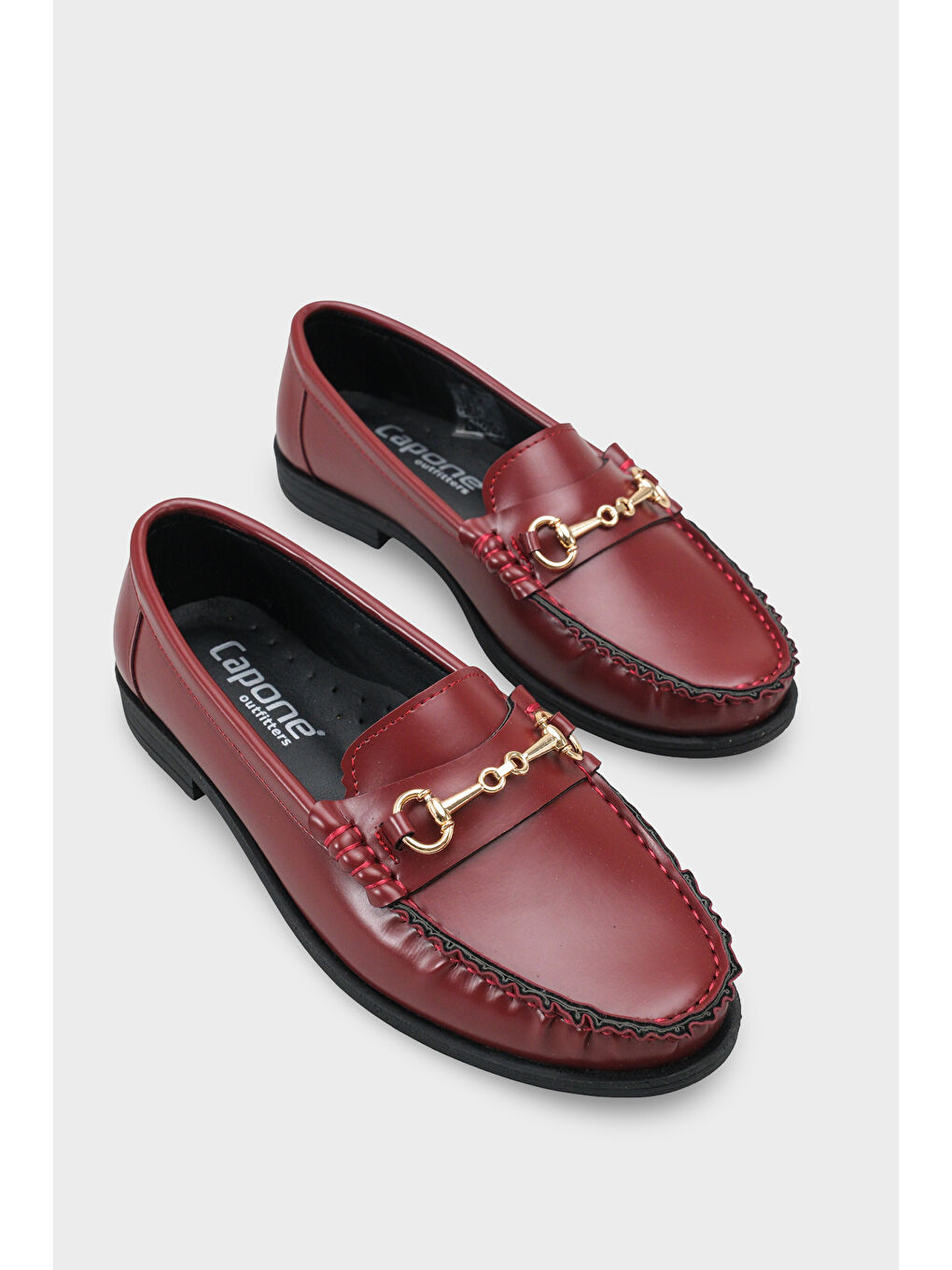 Bordo Karlie Metal Tokalı Kadın Loafer Ayakkabı-1