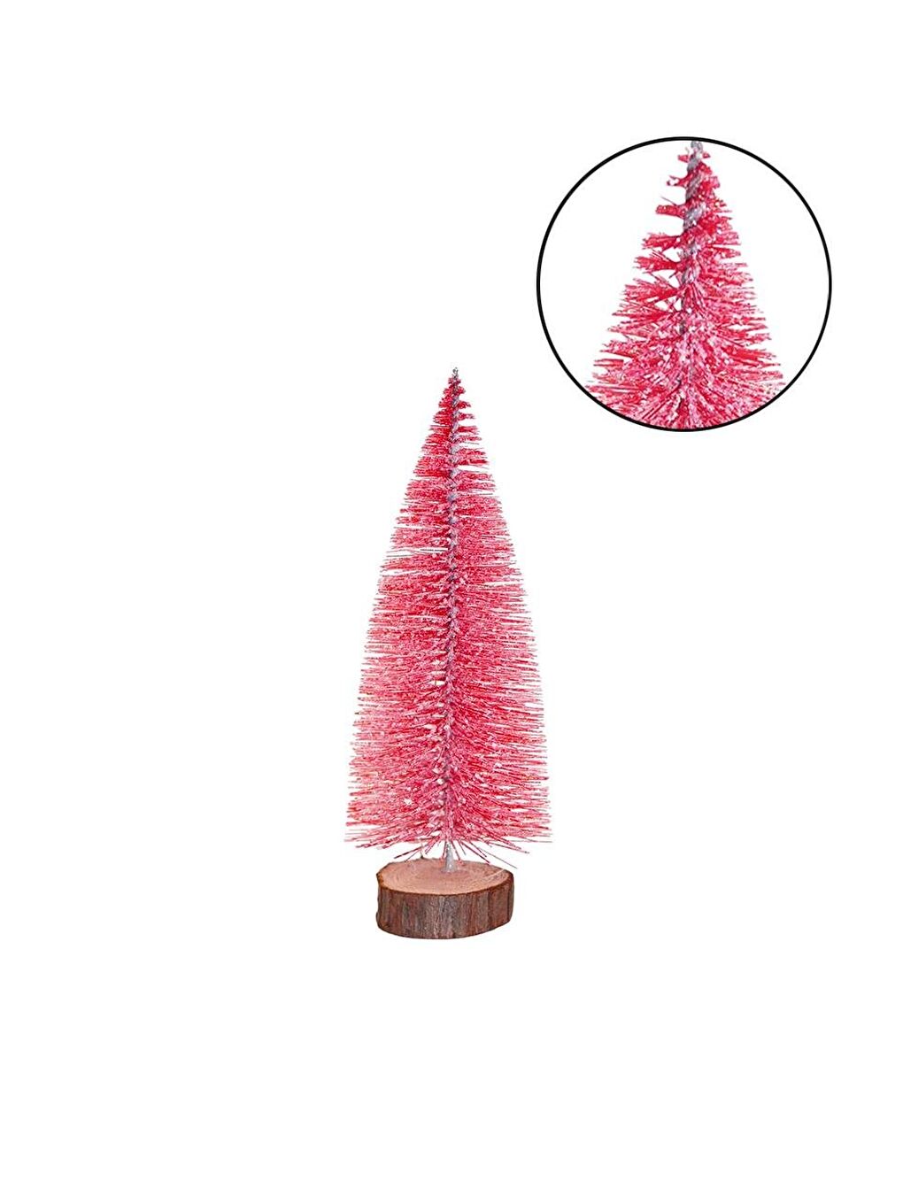 Sarı Mini Yılbaşı Ağacı Dekoratif Simli Çam Ağacı Pembe 20 Cm-1