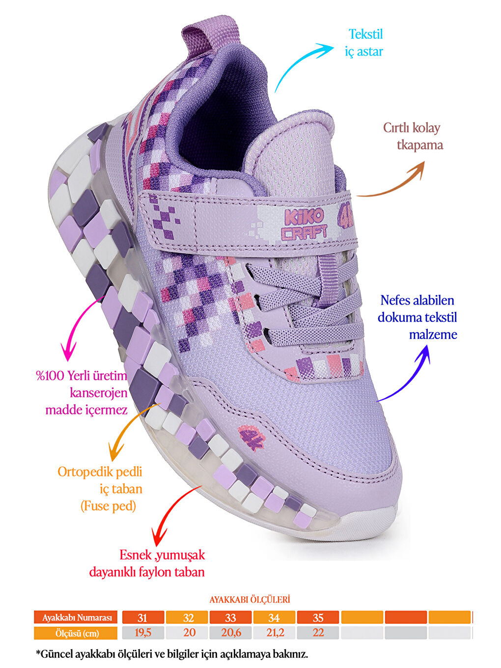 Lila Jenks Craft Cırtlı Kız Çocuk Spor Ayakkabı-1